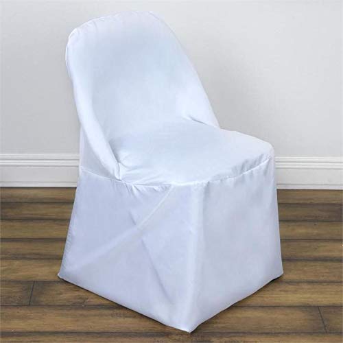 6-Pack White Folding Chair Slipcovers - Washable Polyester Seat Protectors for Dining, Party & Wedding - Removable Chair Covers for Indoor/Outdoor Events
