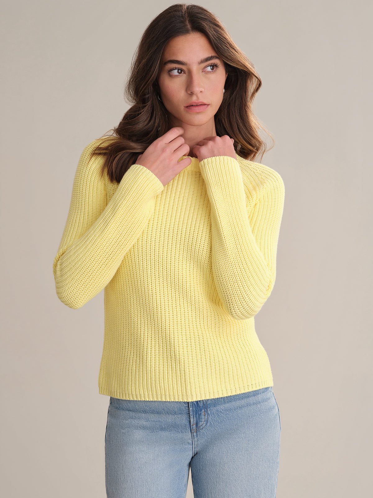 Jane: Women's Crewneck Shaker Stitch Cotton Sweater | Soft Casual Knit Pullover | Perfect for Fall Layering & Cozy Winter Outfits