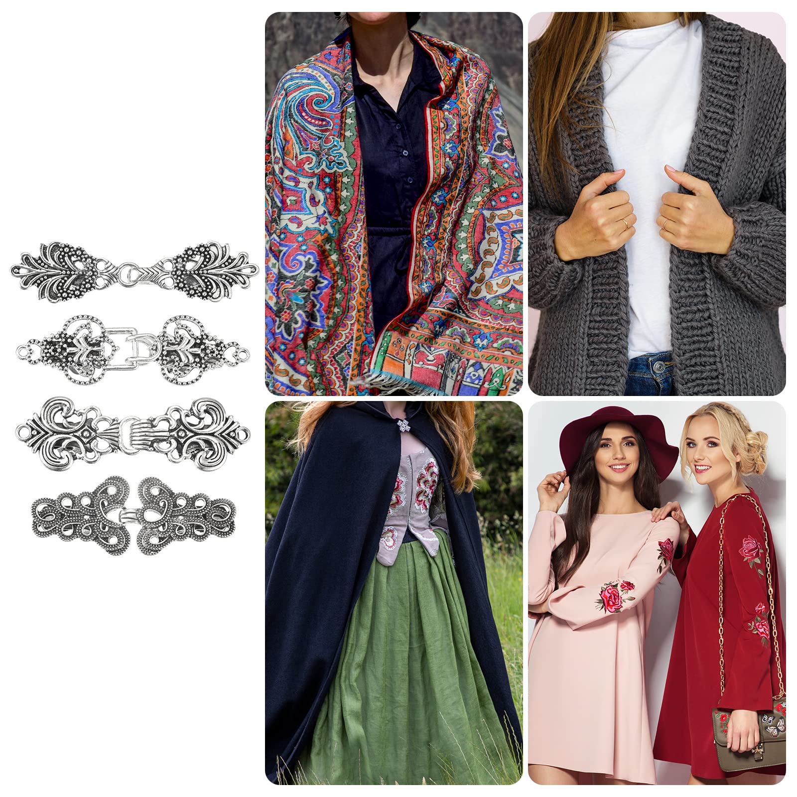 Vintage Sweater Clips for Women - Retro Cape Cloak Clasp, Cardigan & Shawl Collar Pin - Elegant Dress Shirt Brooch Clip | Perfect for Vintage Fashion, Office Wear & Special Occasions