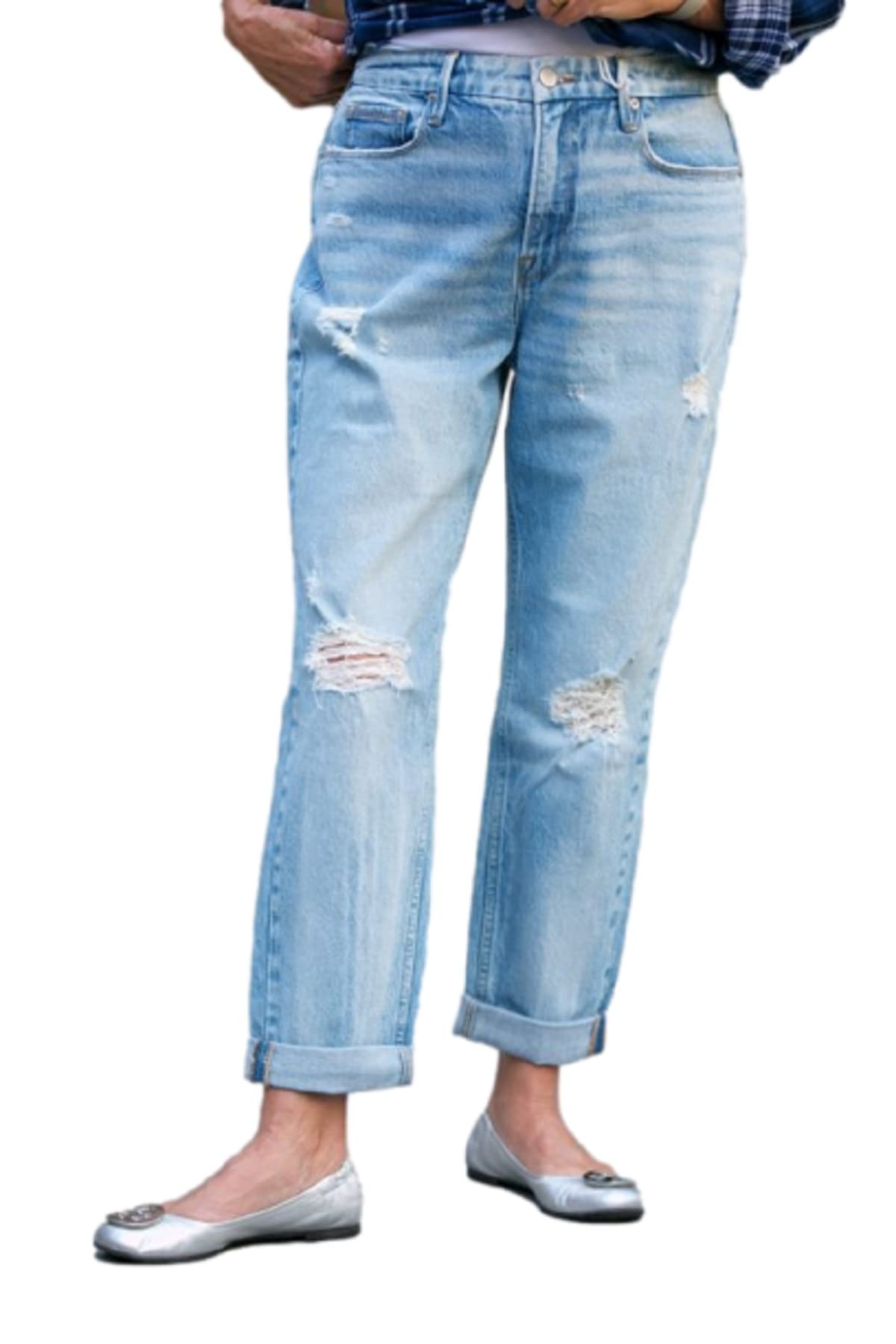 Good American Women's Good Girlfriend Jeans - High Waist Skinny Denim for Everyday Comfort | Perfect for Casual Outings, Work & Date Nights