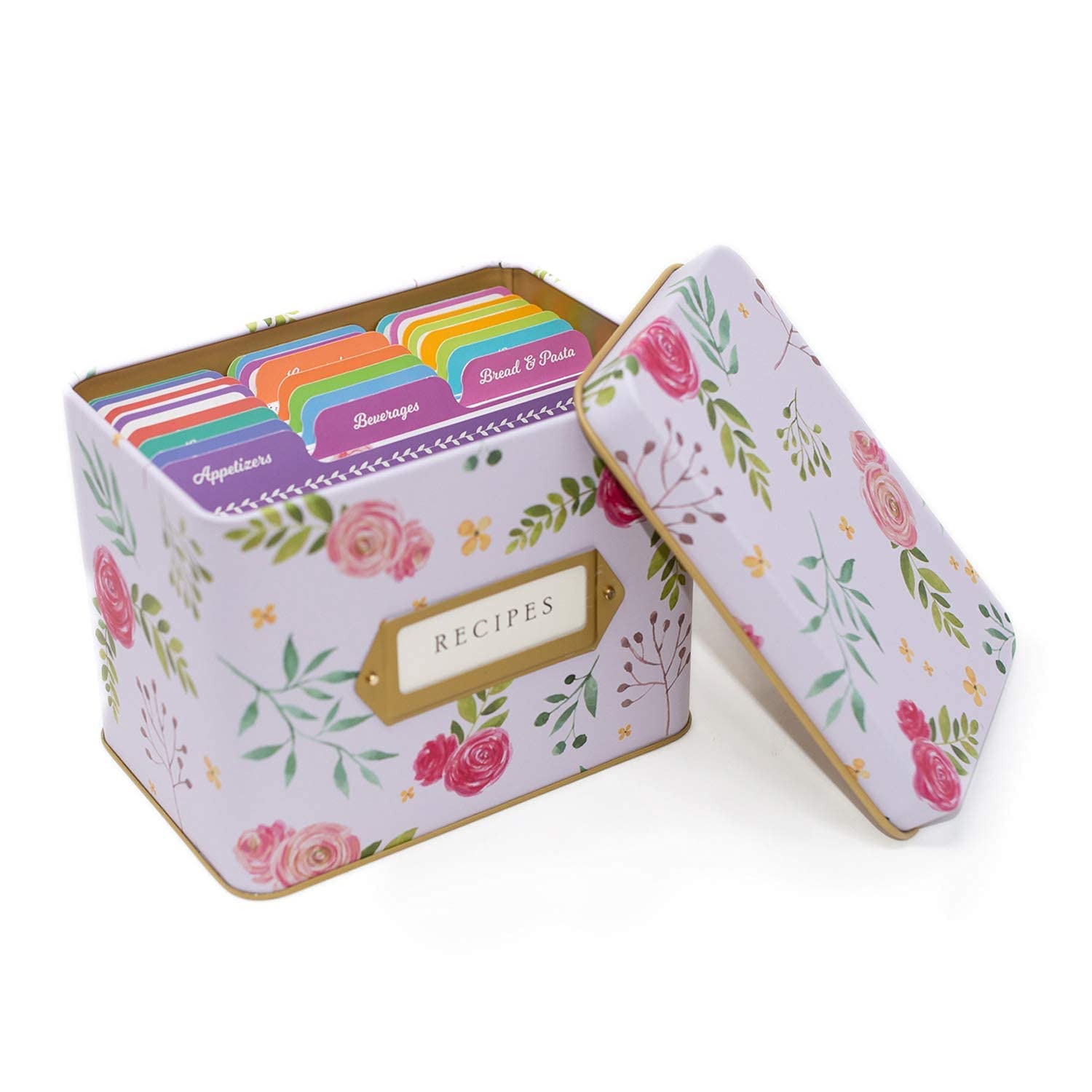 Jot & Mark Recipe Card Gift Box - 25 Pack 4x6 Inch Recipe Cards with 14 Dividers & Decorative Tin Storage Box - Perfect for Organizing Family Recipes, Meal Planning, and Holiday Gifting