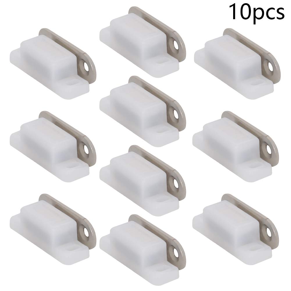 Heavy Duty Magnetic Press Latch - 26mm White Plastic Cabinet Door Catch (10 Pack) for Kitchen, Bathroom, Wardrobe & Closet - Secure Drawer & Cupboard Closures for Home Organization