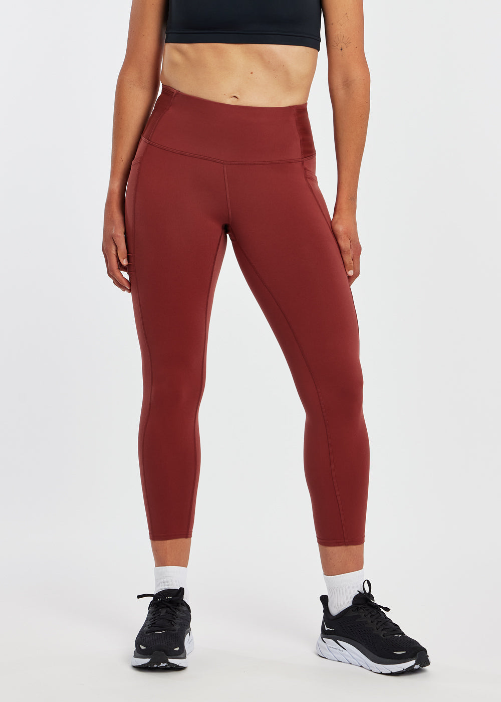 Pocket Jogger 3/4 Running Tights for Women - High Waist Yoga Workout Leggings with Side Pockets - Perfect for Jogging, Gym, Yoga & Outdoor Activities
