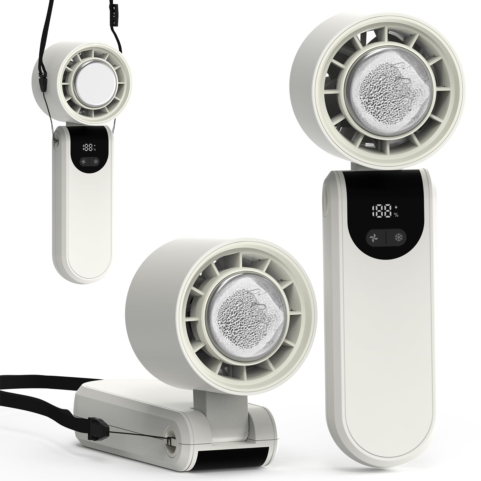 2025 Upgraded Portable Handheld Turbo Fan - 3-in-1 Rechargeable Mini Personal Cooling Fan (Hand/Desk/Neck Use) with 5000mAh Battery & 100 Speed Settings | 12 Hours Runtime | Perfect Travel Essential & Gift for Women & Men | Great for Office, Outdoor, Camping & Summer Activities
