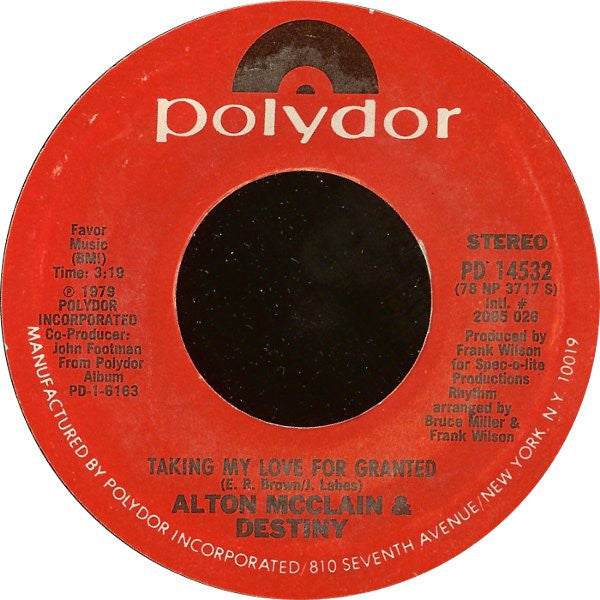 Alton McClain & Destiny - It Must Be Love Vinyl Record 7