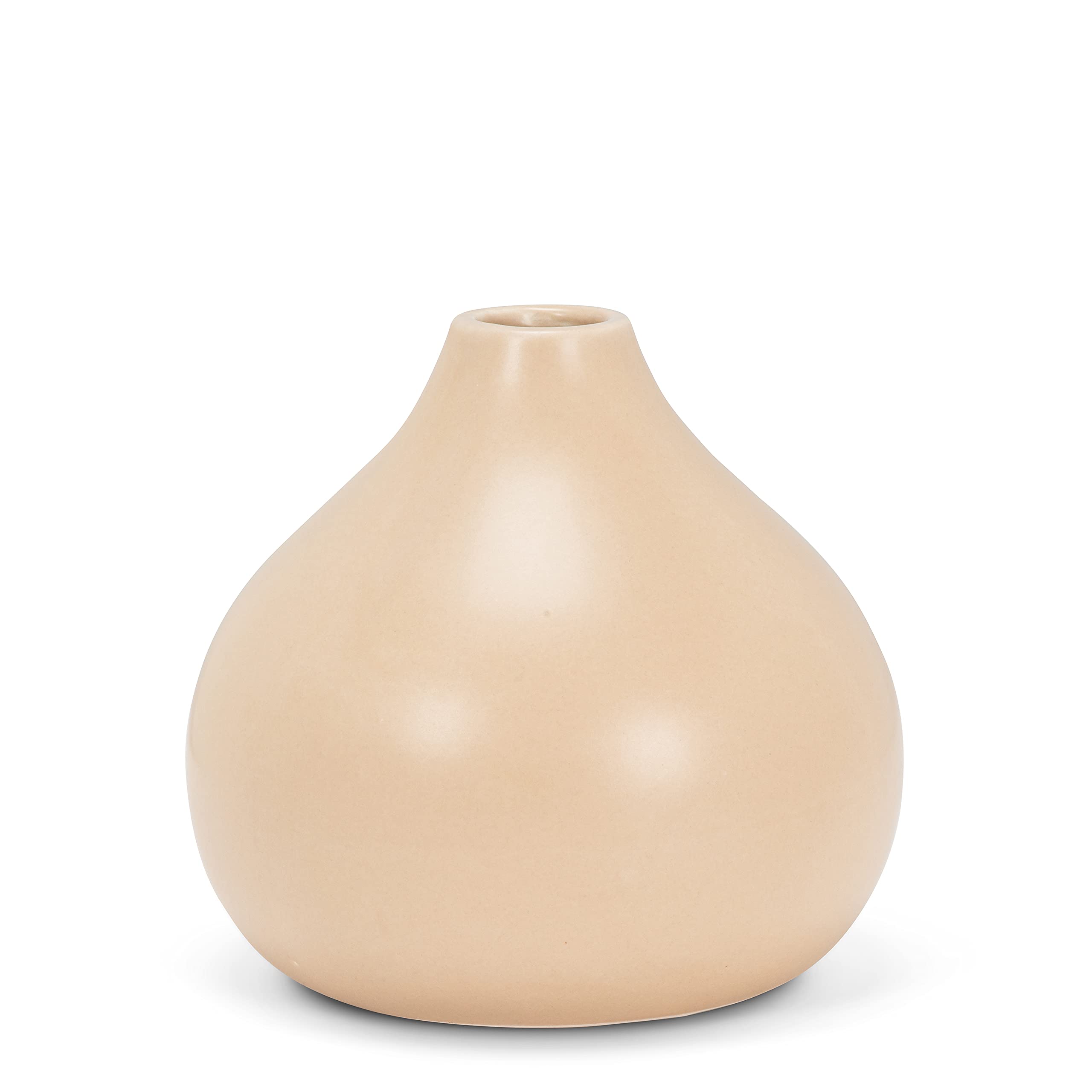 Abbott Collection 27-CASHMERE-963 Medium Matte Vase in Sand Color - Perfect for Home Decor, Centerpieces, and Wedding Table Settings