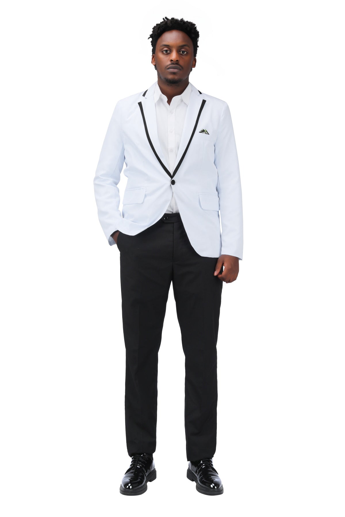 Men's Slim Fit One Button Solid Color Casual Blazer Jacket - White | Perfect for Office Wear, Business Meetings & Smart Casual Outfits