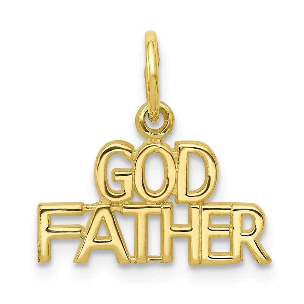 10K Yellow Gold Godfather Charm Pendant - Roy Rose Jewelry - Italian Mafia Inspired Necklace for Men - Perfect Gift for Father's Day, Birthday & Special Occasions