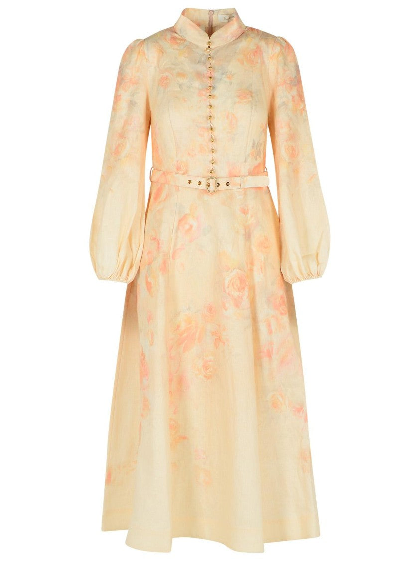 Crush Pink Linen Dress for Women - Flowy Summer Midi Dress with Short Sleeves - Perfect for Beach Vacations, Date Nights & Outdoor Weddings