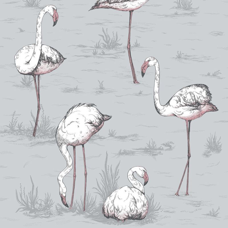 Cole and Son Flamingos Grey Wallpaper - Premium Peel and Stick Wallpaper for Living Room, Bedroom, and Nursery Decor