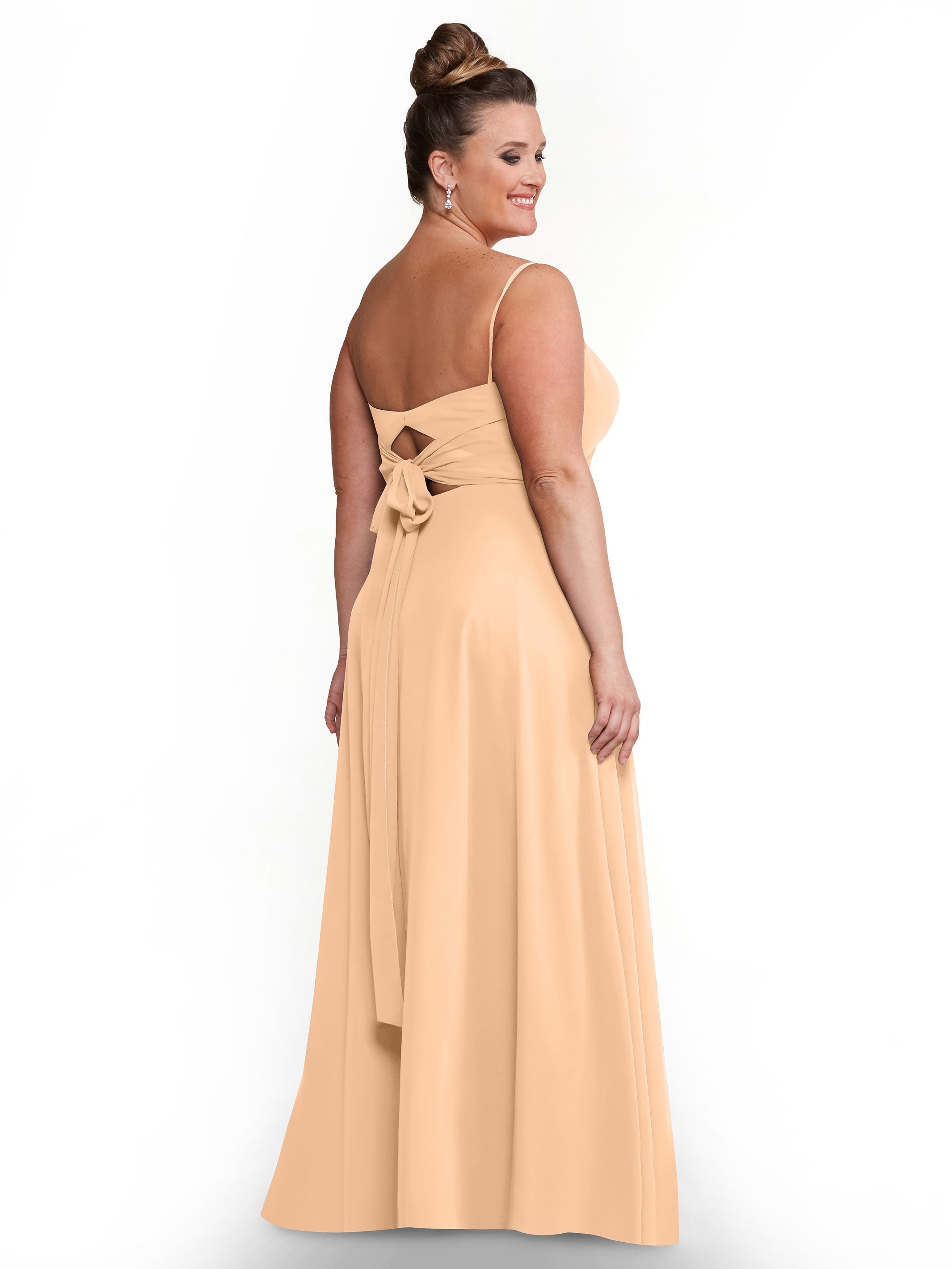 Elegant A-Line Bridesmaid Dress with Flowy Chiffon Skirt & Thigh Slit - Perfect for Weddings, Formal Events & Special Occasions