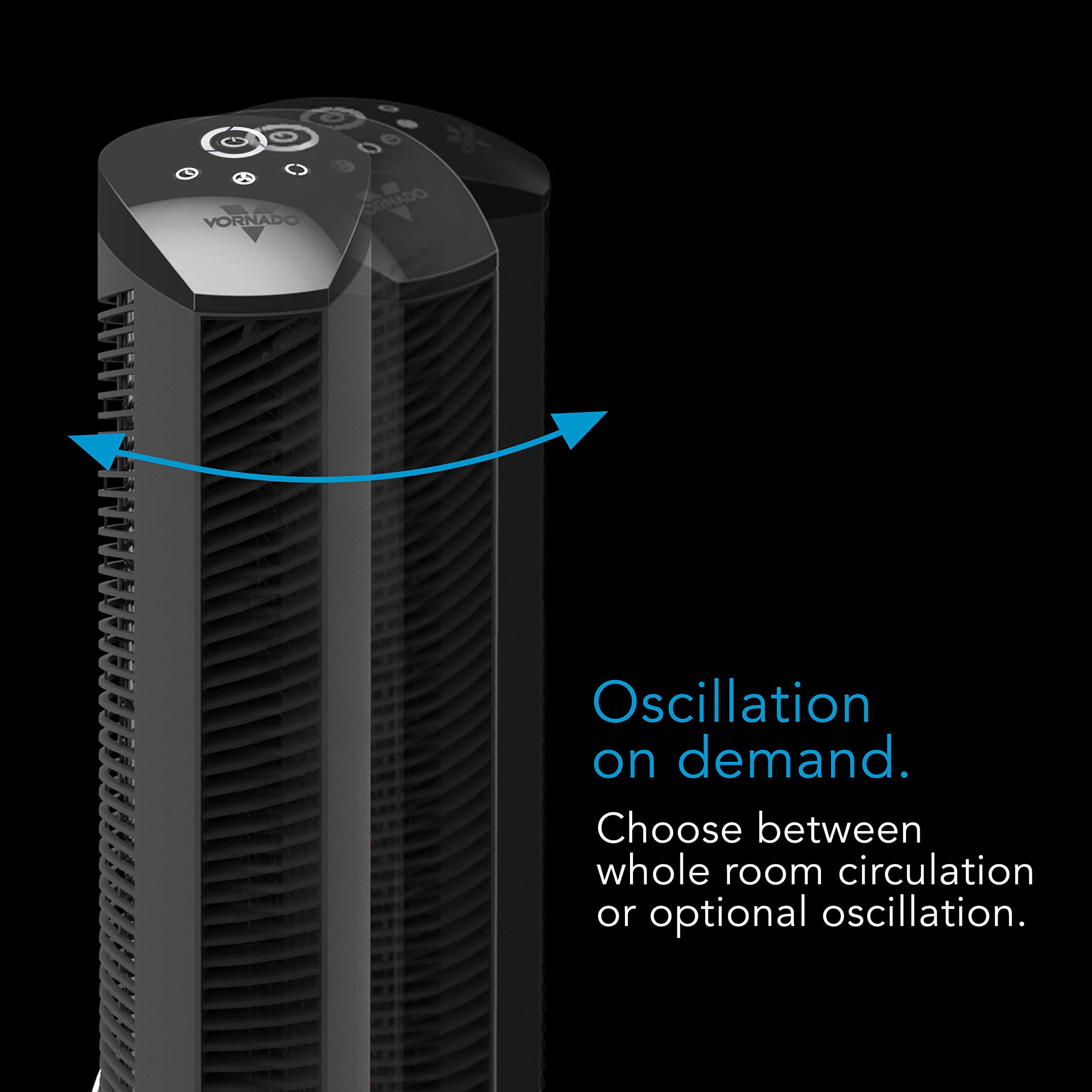 Vornado OSCR32 32-Inch Oscillating Tower Fan with Remote Control - Quiet Air Circulator for Bedroom, Office & Living Room - 3 Speed Settings, 8-Hour Timer, Energy Efficient Standalone Fan in Black