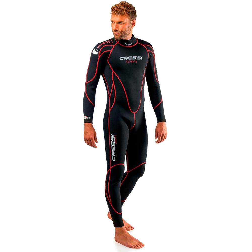 Cressi Maya 2.5mm Neoprene Wetsuit for Scuba Diving & Snorkeling - Black/Red, Size L - Warm Water Protection for Men & Women