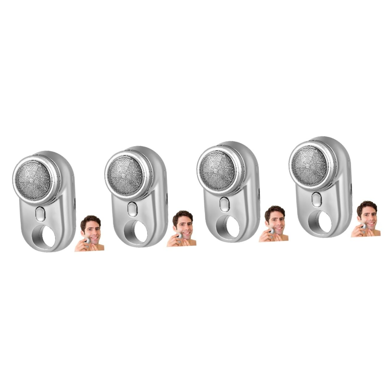 4pcs Mini Electric Shaver for Men - Portable Travel Beard Trimmer with ABS Silver Body, USB Rechargeable - Perfect for Home, Office, Gym & On-the-Go Grooming
