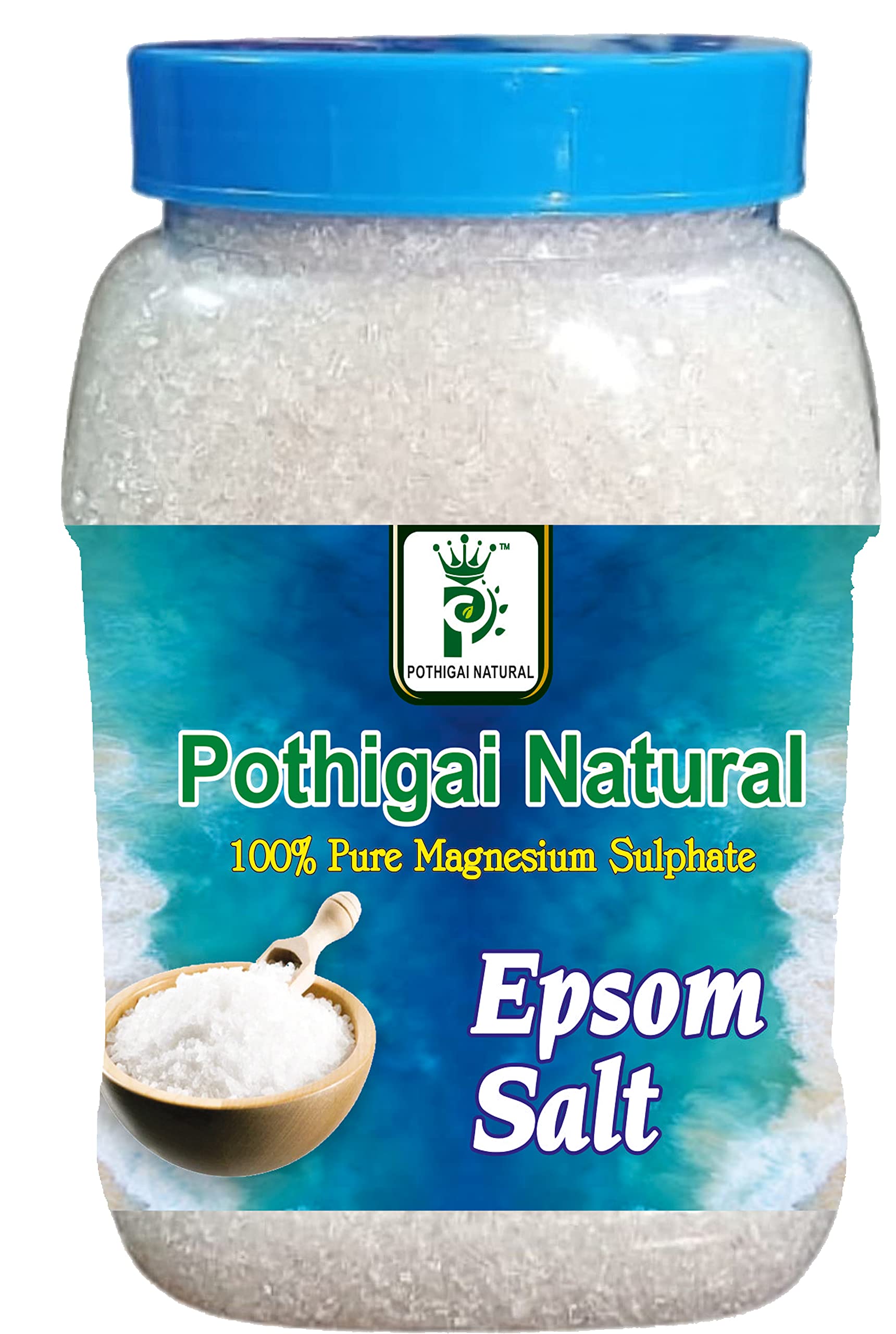 Pothigai Natural Epsom Salt - 1kg for Bath, Muscle Pain Relief, Foot Soak & Plant Care | Magnesium Sulfate Crystals for Relaxation, Detox & Gardening Use