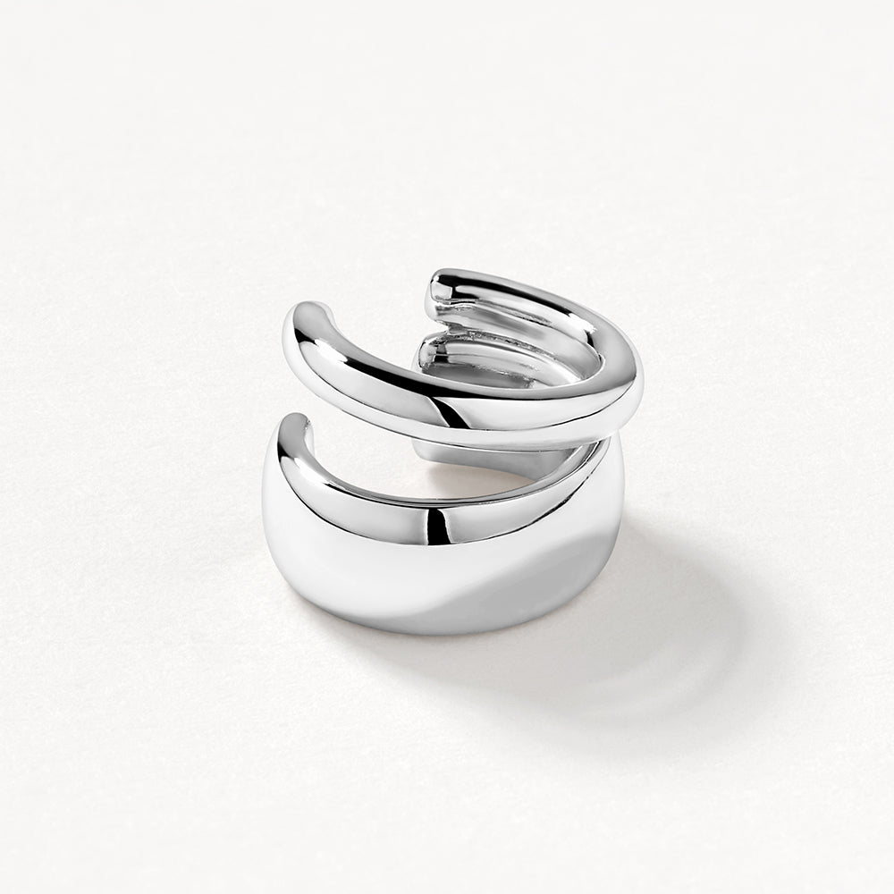 Silver Split Band Single Ear Cuff - Minimalist Earring for Cartilage & Helix Piercing - Perfect for Parties, Weddings & Everyday Wear