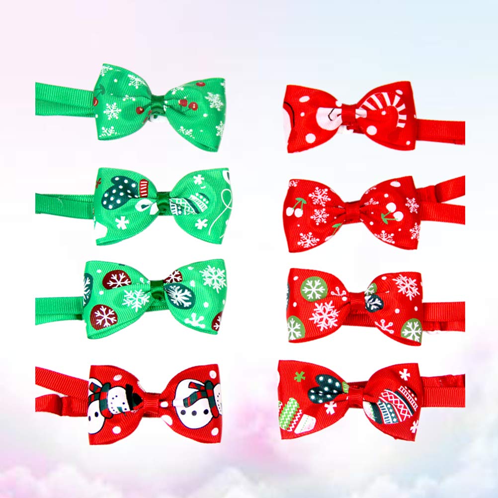 8Pcs Christmas Pet Dog Bow Ties - Adjustable Dog Collar Neckties for Small Medium Large Dogs - Festive Holiday Dog Accessories (Mixed Colors) - Perfect for Christmas Photos, Parties & Family Gatherings