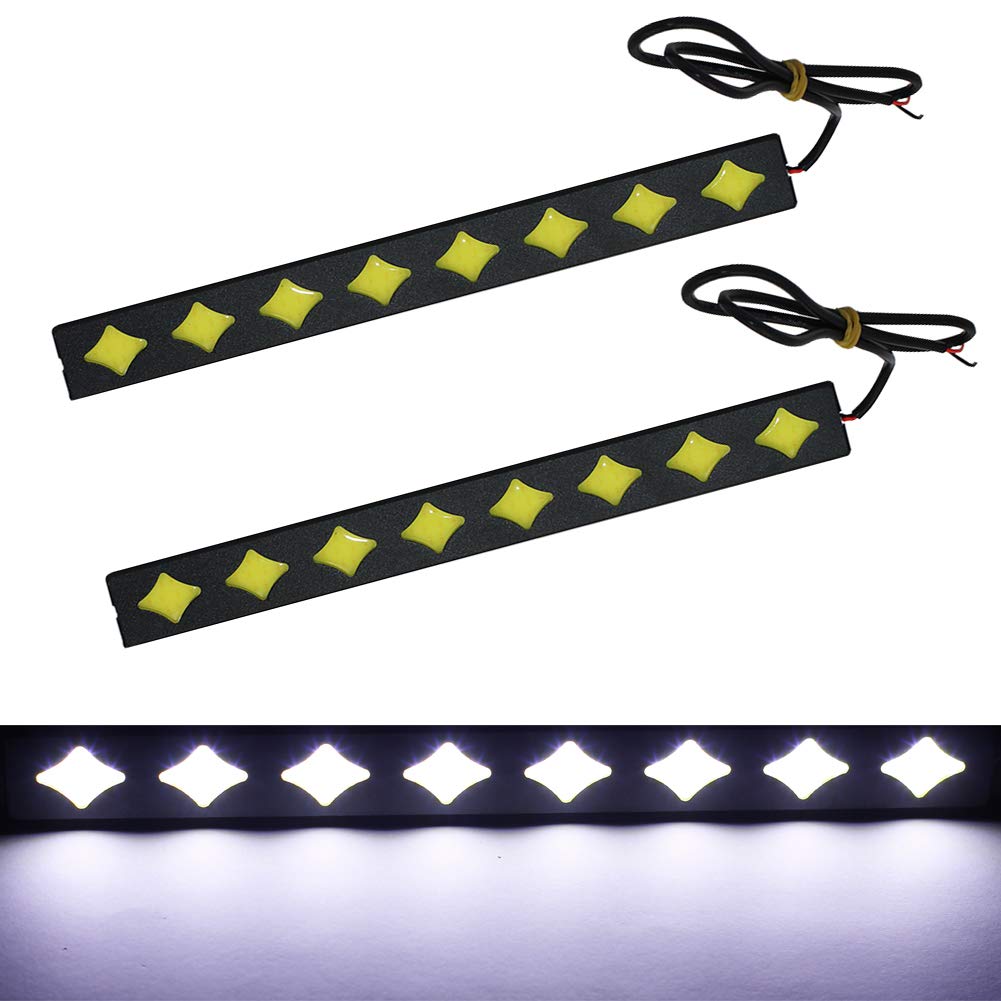 2-Pack Universal Super Bright COB 12V LED Daytime Running Lights - Cold White Waterproof DRL for Cars & Trucks - Perfect for Foggy Conditions & Daylight Driving Safety