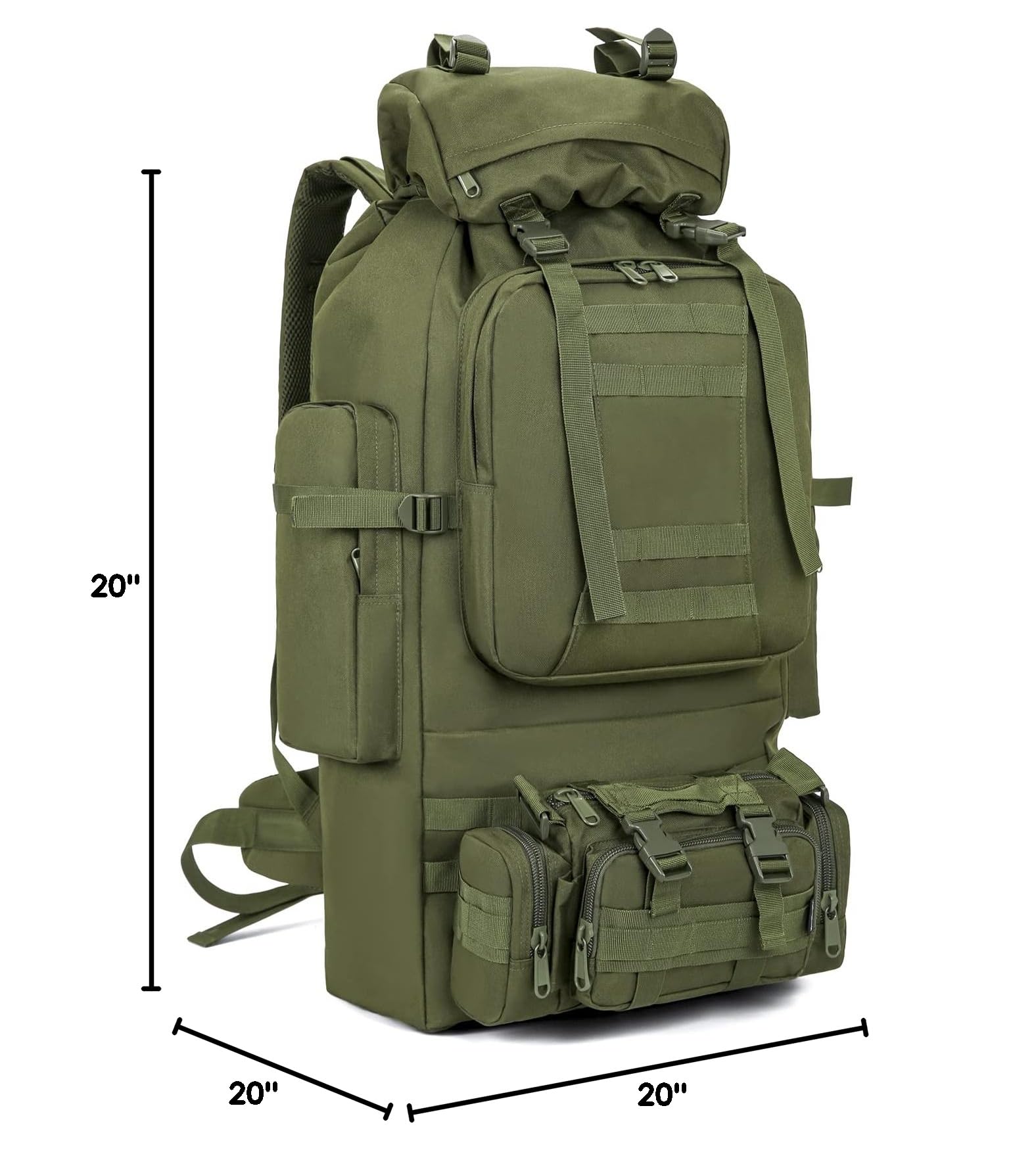 100L Waterproof Lightweight Camping & Hiking Backpack - Molle Military Tactical Rucksack for Outdoor Adventures, Travel & Survival Gear (Army Green) - Perfect for Camping, Hiking, Trekking & Tactical Missions