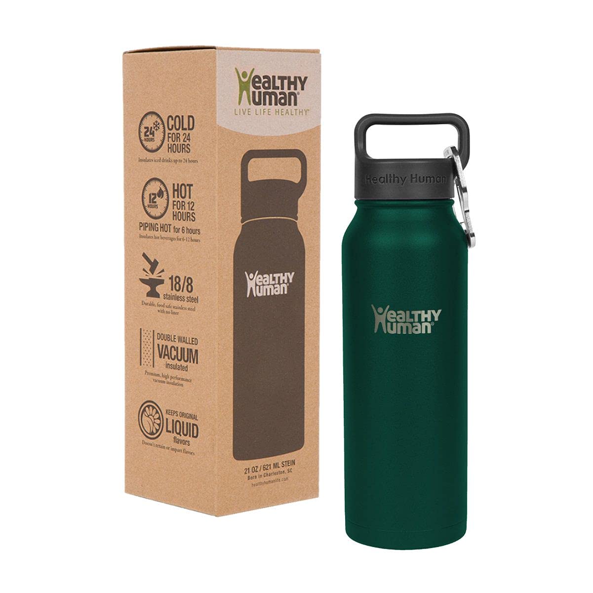 Healthy Human BPA Free Stainless Steel Insulated Water Bottle - Perfect for Sports, Travel, and Outdoor Adventures