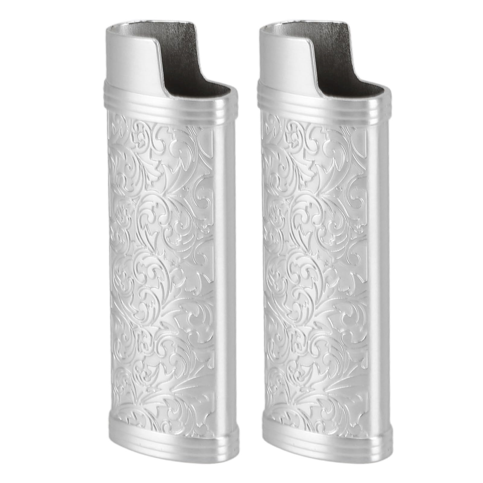Vintage Floral Zinc Alloy Lighter Case - 2PCS Reusable Metal Cover for Everyday Use