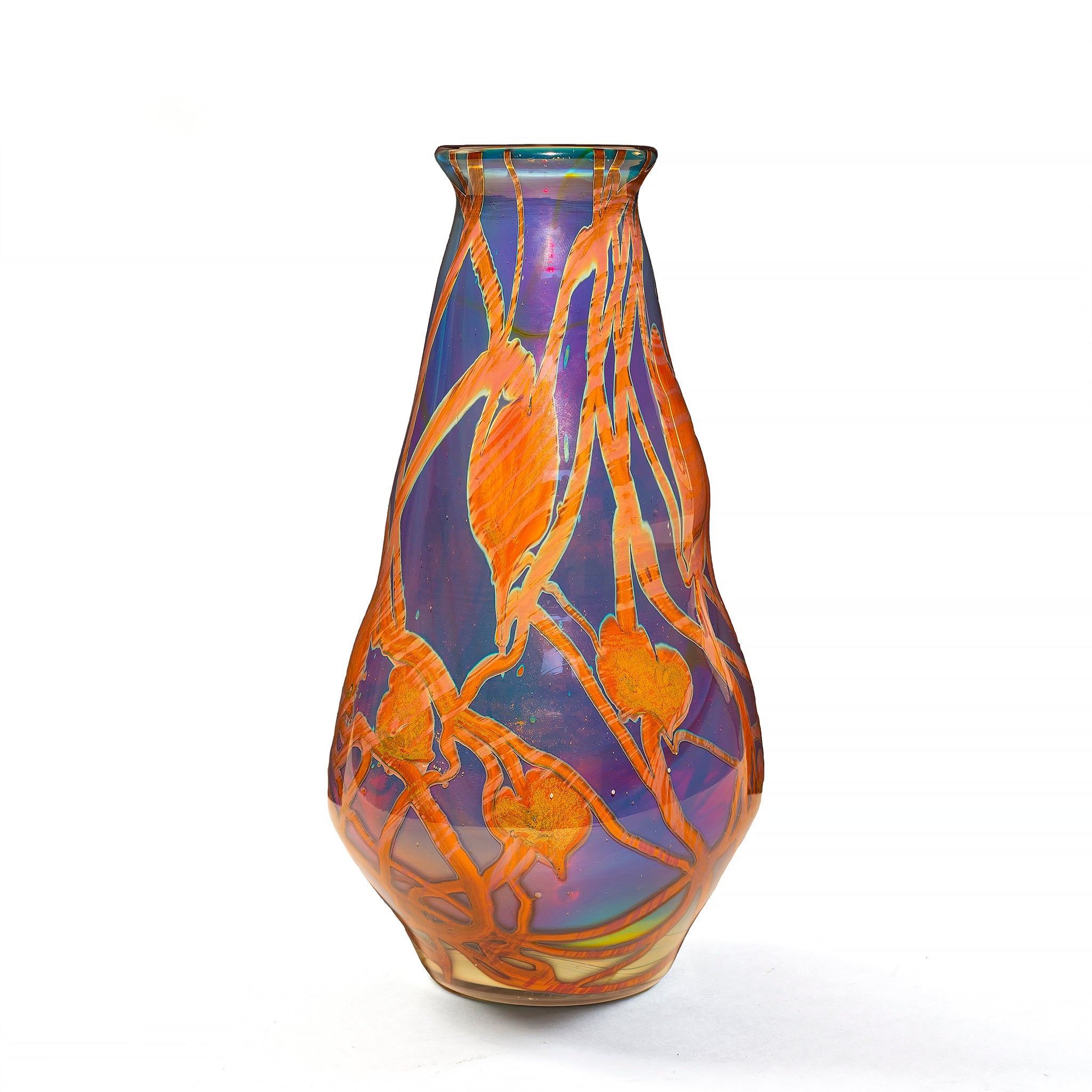 Tiffany Studios New York Leaf and Vine Reactive Glass Paperweight Vase - Elegant Home Decor for Living Room, Office Desk & Gift Giving