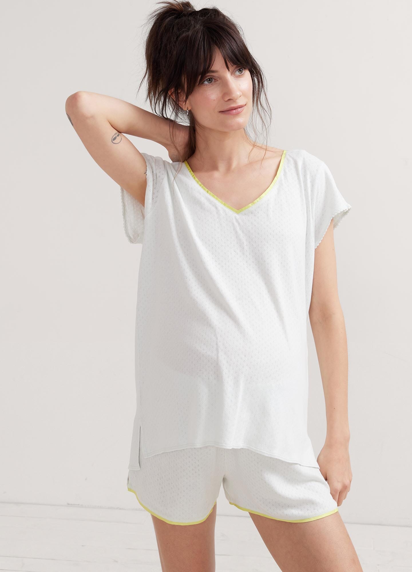 Soft and Breathable Pointelle Short Pajama Set for Women - Perfect for Summer Nights, Lounging, and Travel