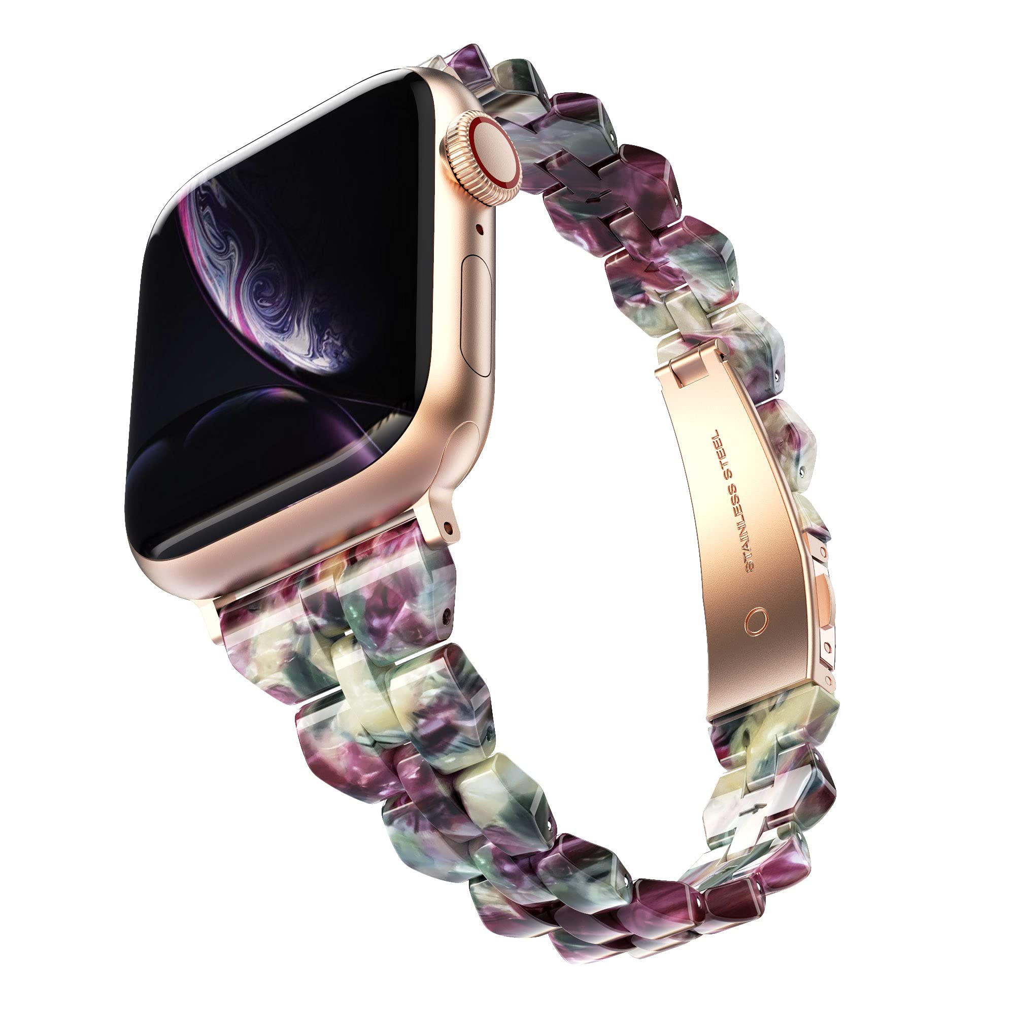 BaiHui Apple Watch Bands for Women - Slim Resin Wrist Strap Compatible with Series 8/7/6/SE/5/4/3/2/1 & 45mm/44mm/42mm/41mm/40mm/38mm - Lightweight Fashion Accessory for Workout, Office & Daily Wear