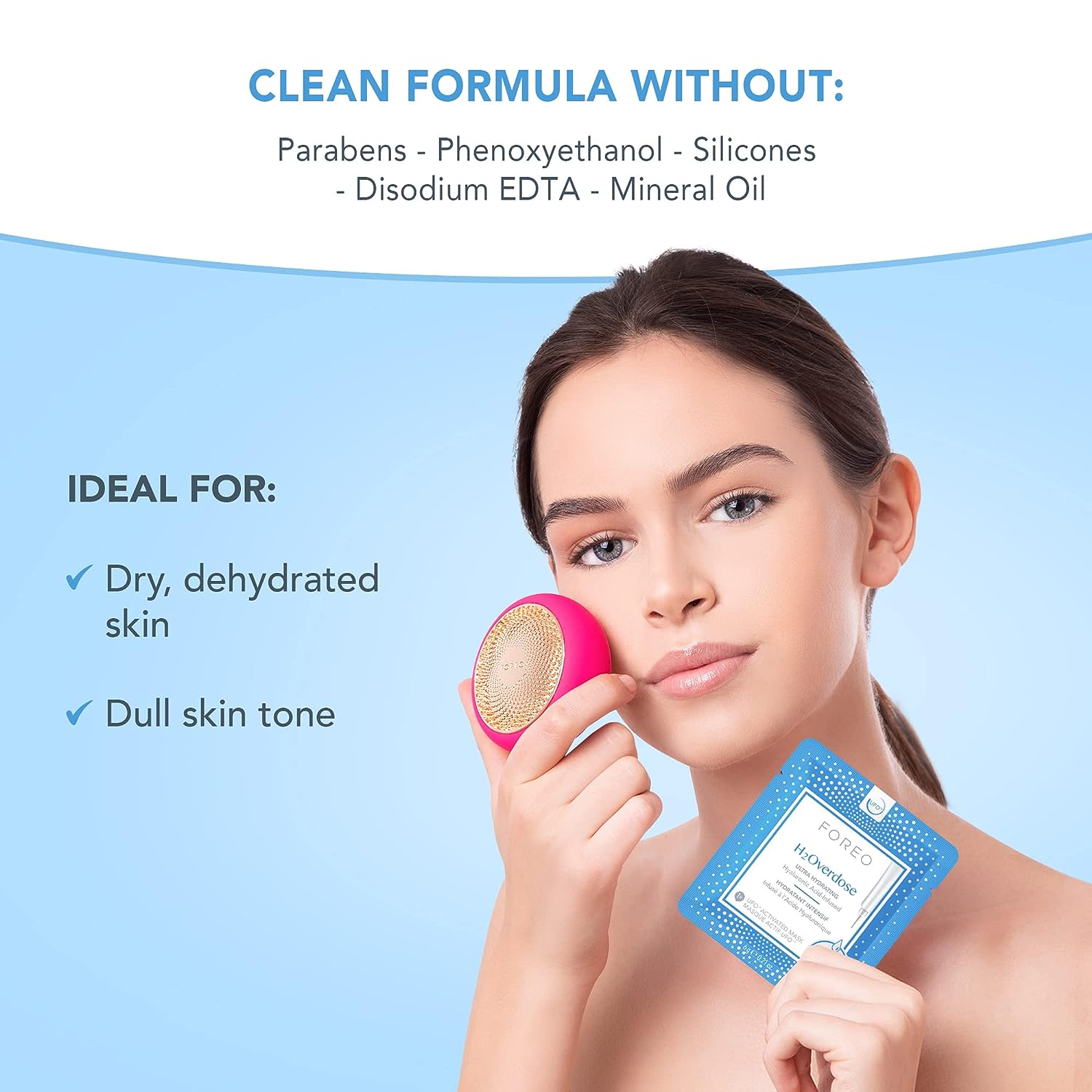 FOREO UFO Smart Facial Mask Device - H2Overdose Hydrating Treatment for Glowing Skin | At-Home Spa Facial for Dry & Dull Skin | Perfect for Self-Care & Skincare Routine