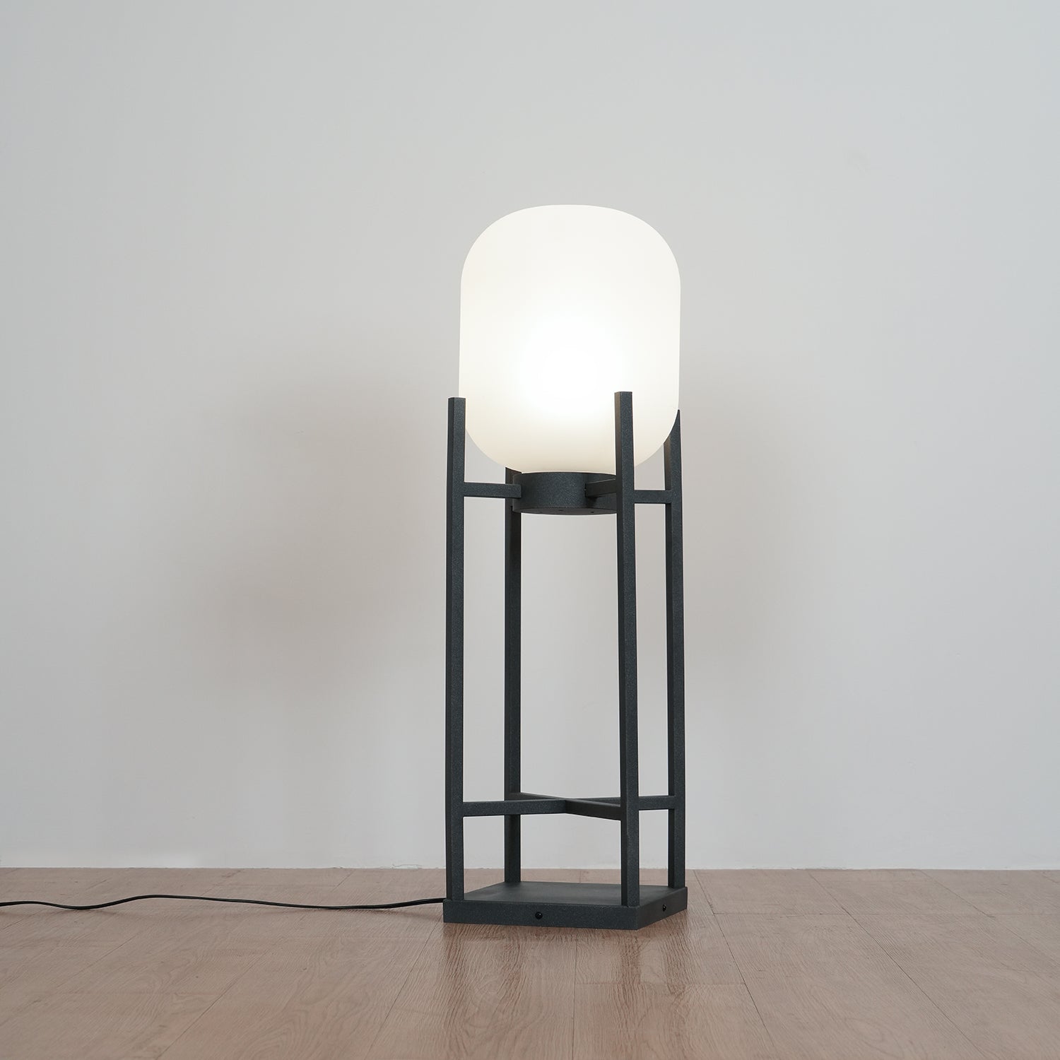 Modern LED Lantern Floor Lamp - Dimmable Indoor/Outdoor Lighting for Patio, Garden, and Living Room Decor