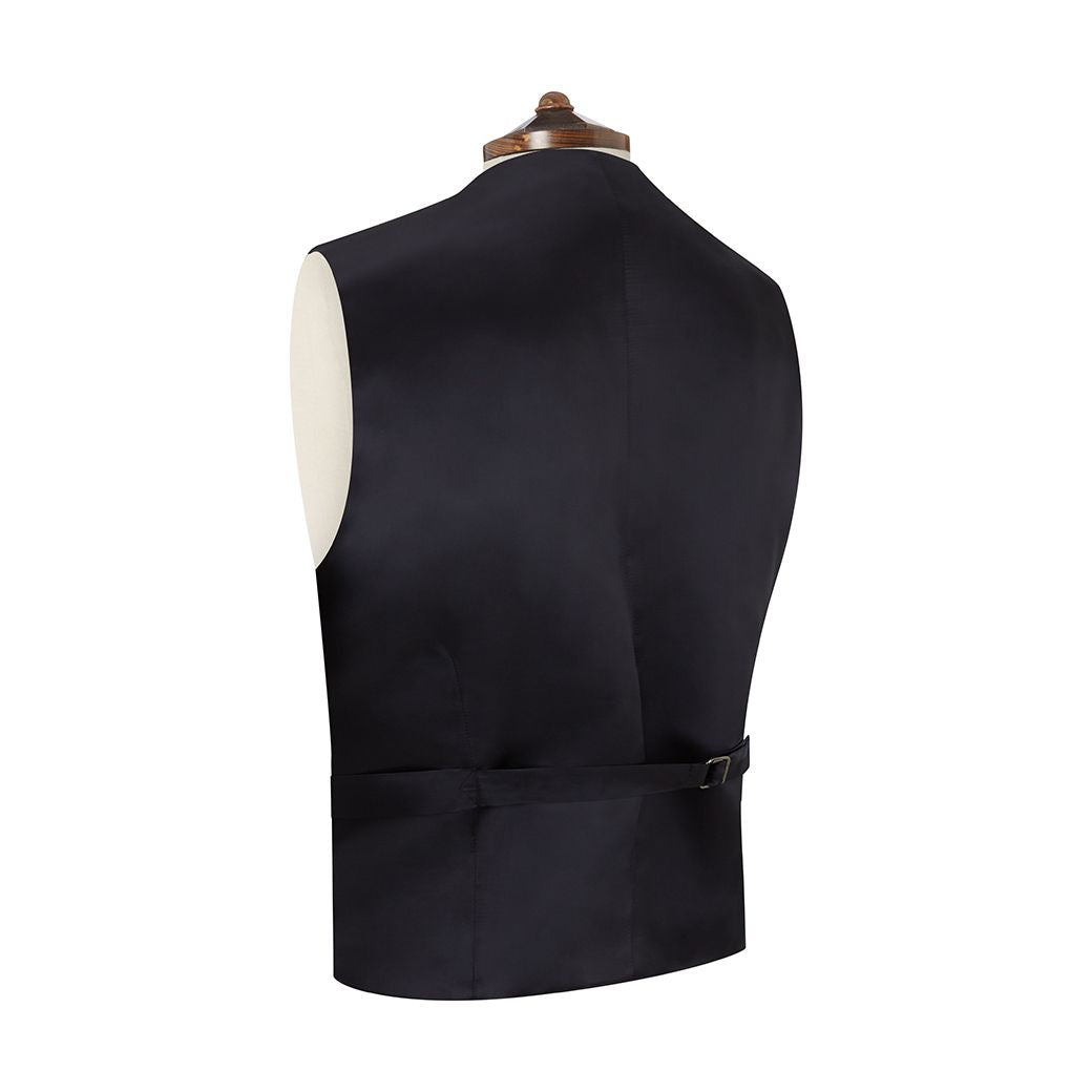 Hudson Navy Blue Grosgrain Silk & Cotton Waistcoat for Men - Formal Vest for Weddings, Business & Special Occasions