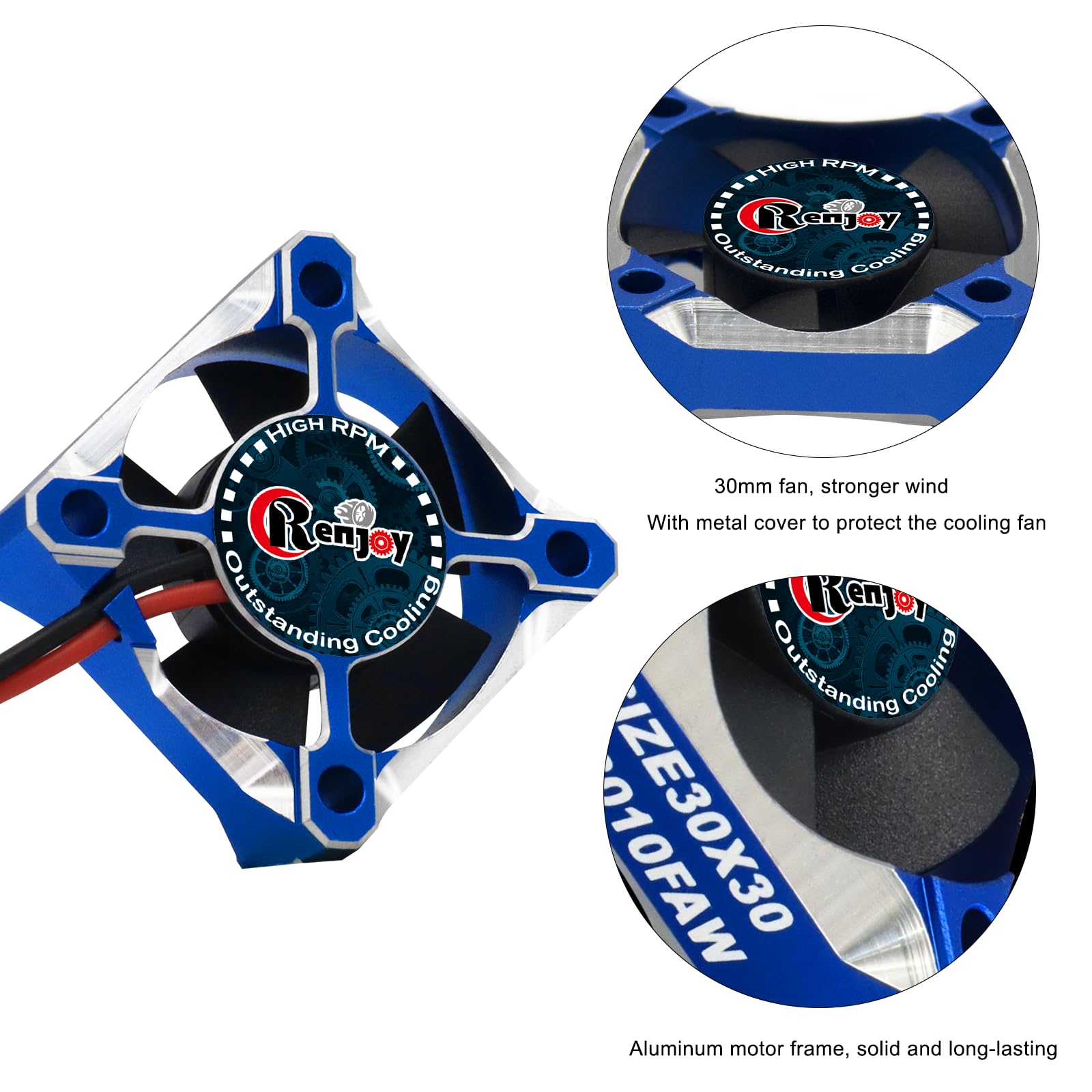 High-Speed 28000RPM Aluminum Alloy RC Cooling Fan for 1/8 1/10 Scale RC Cars - Compatible with 540 550 F540 3650 3660 Motors (Blue) | Perfect for Off-Road Racing & High-Performance RC Vehicle Cooling