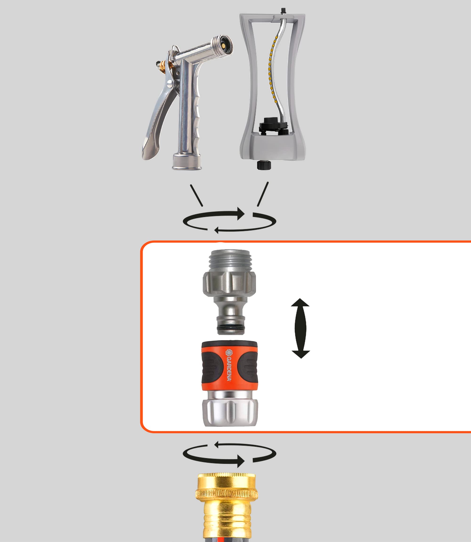 Gardena Heavy Duty 4-Piece Premium Metal Quick Connector Garden Hose Starter Set - Leak-Free Male & Female Adapters for Instant Water Connection | Perfect for Lawn Irrigation, Car Washing & Outdoor Cleaning