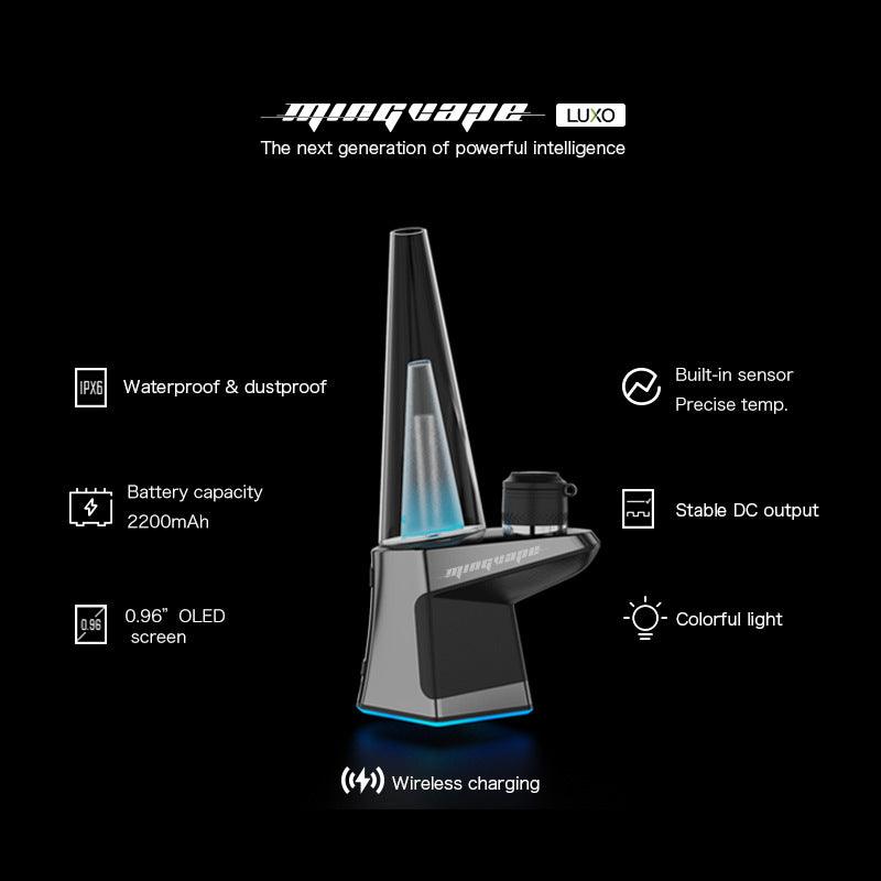 Mingvape Luxo Electric Dab Rig Kit - Waterproof E Rig with Wireless Charging for Concentrates | Portable & Rechargeable for Home & Travel Use | Perfect for Wax, Oil & Shatter Enthusiasts