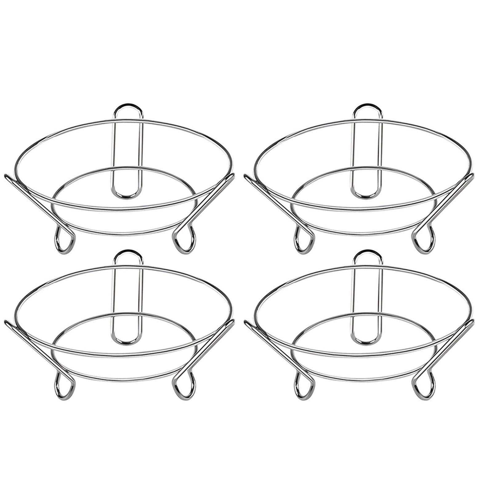 Betti 4PCS Stainless Steel Round Pot Rack - Thickened Double-Layer Insulated Non-Slip Kitchen Organizer - Heat Resistant & Anti-Scalding Wok Holder for Stove Top, Countertop & Cabinet Storage (Color: Silver)