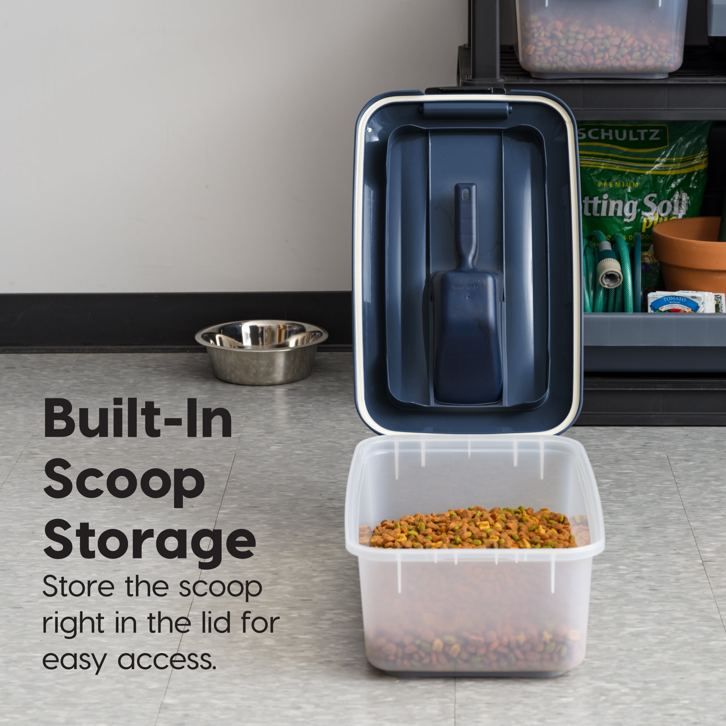 Airtight Stackable Pet Food Storage Container with Scoop - Holds Up to 14 lbs, 2-Pack - Perfect for Dry Dog & Cat Food Storage in Kitchen or Pantry