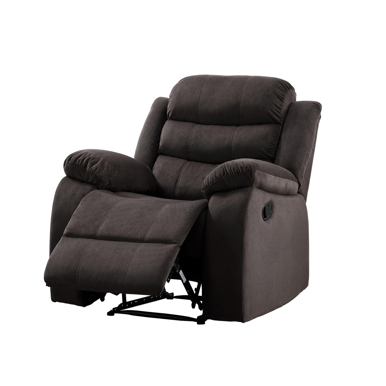 Zaffer Microfiber Living Room Recliner Chair - Brown Leather Look Comfortable Sofa for Home Theater, Gaming & Relaxation