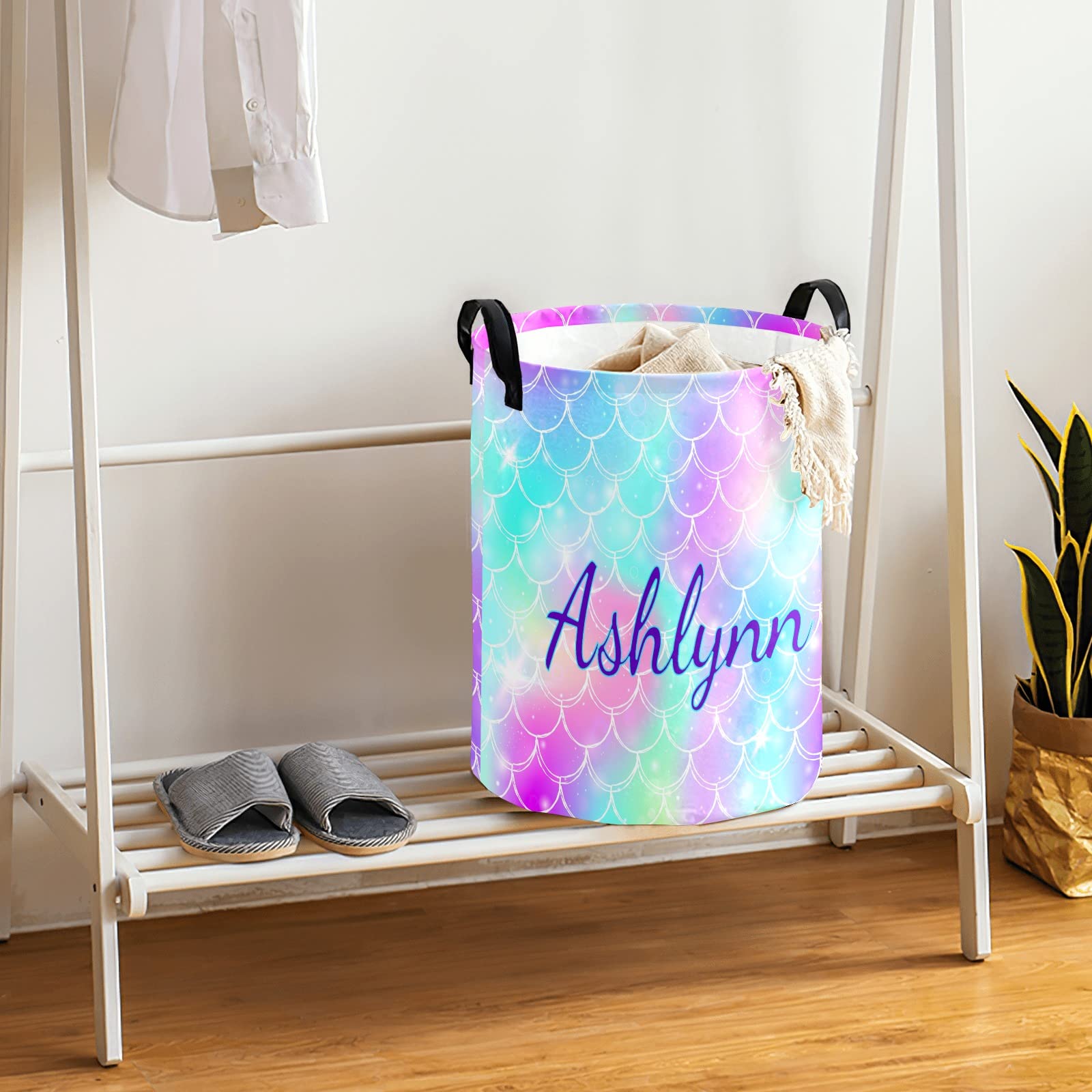 Personalized Baby Laundry Basket for Boys & Girls - Custom Collapsible Laundry Hamper with Handle - Nursery, Bathroom & Bedroom Storage Organizer - Perfect for Baby Clothes, Toys & Home Decor (Scale Design)