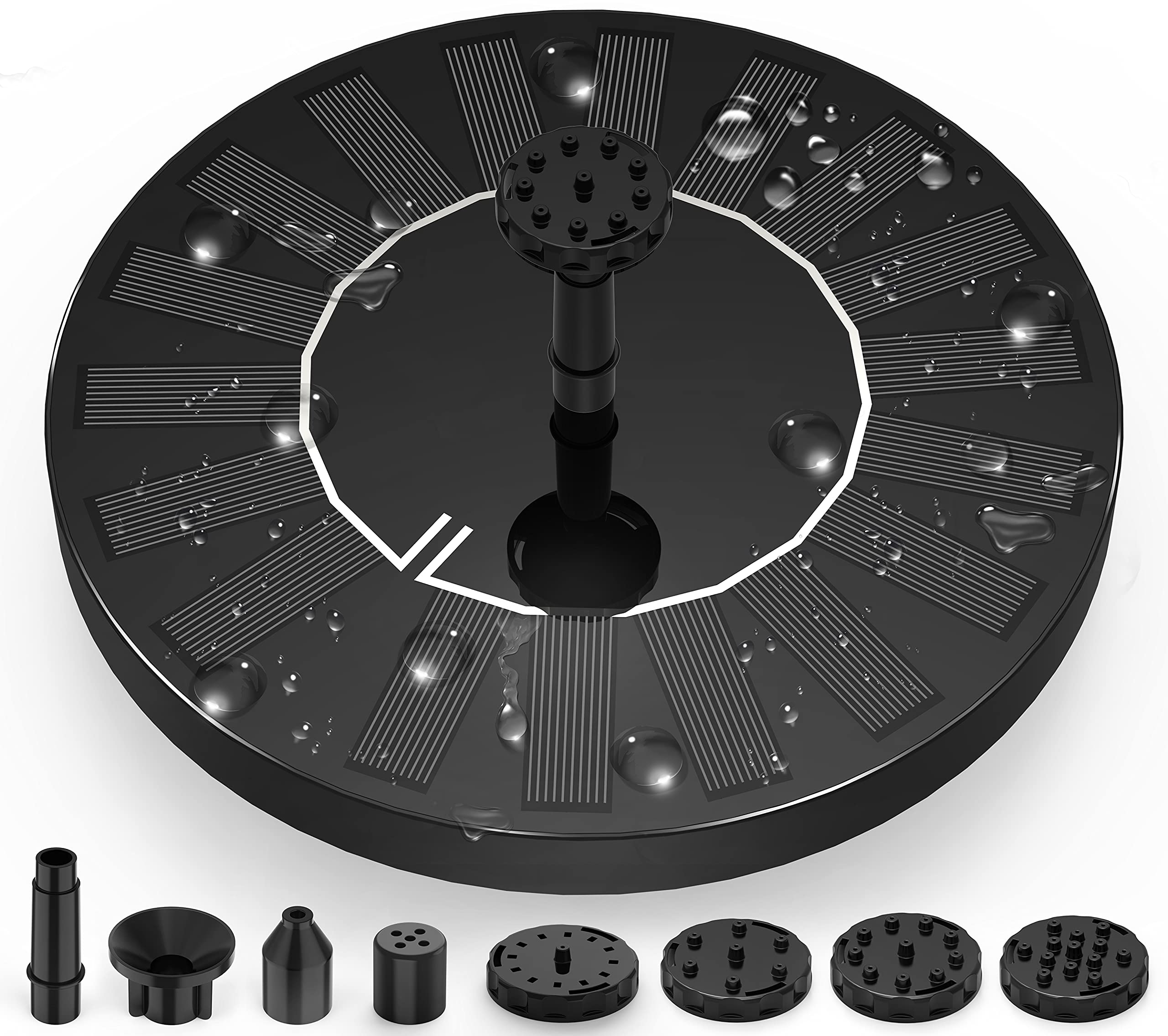 2.5W Solar Fountain Pump with 1200mAh Battery & 6 Nozzles - Floating Solar Water Pump for Bird Baths, Fish Tanks, Garden Ponds - Perfect for Outdoor Decoration & Aeration - Ideal for Backyard, Patio, and Small Water Features