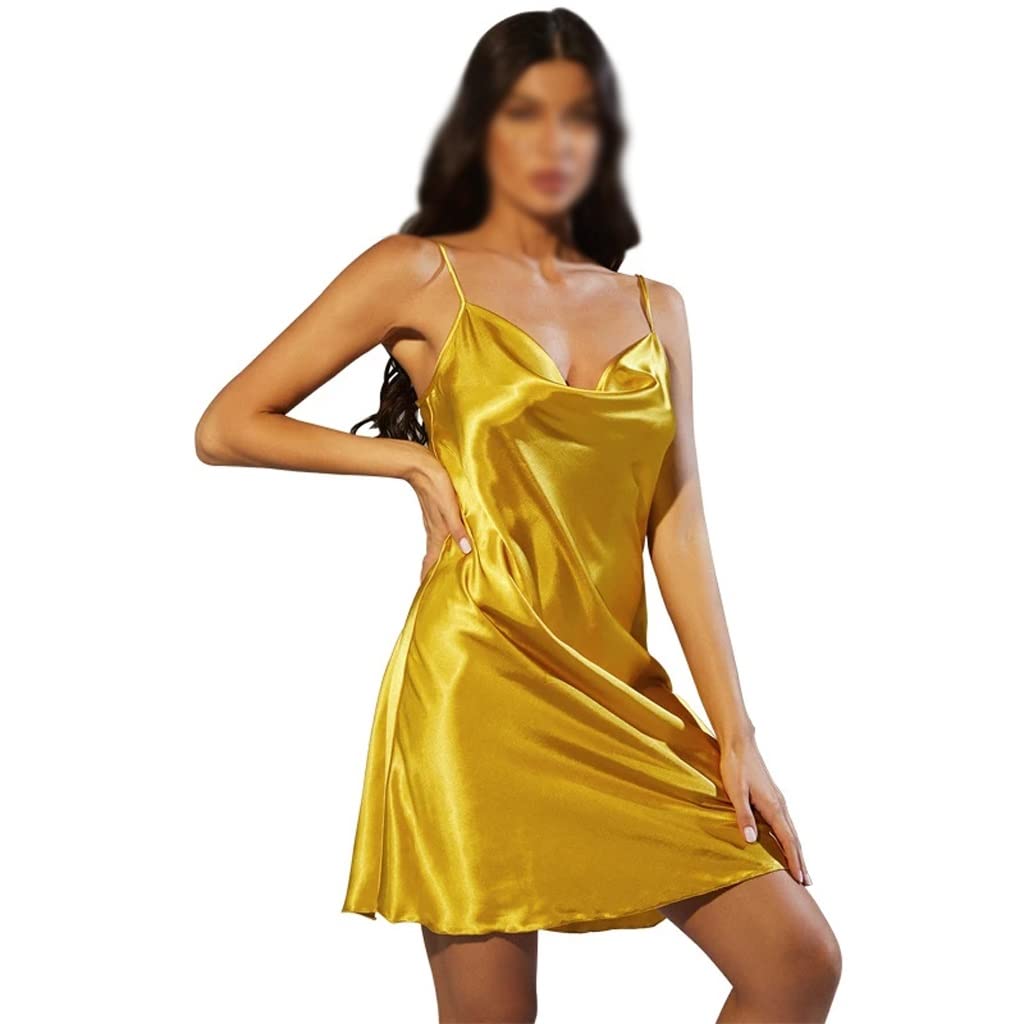Sexy Silk Nightgown for Women - Comfortable Mid-Length Summer Nightdress, Thin & Breathable Sleepwear, XXL Homewear (Color A) - Perfect for Relaxing at Home or Vacation Sleepwear