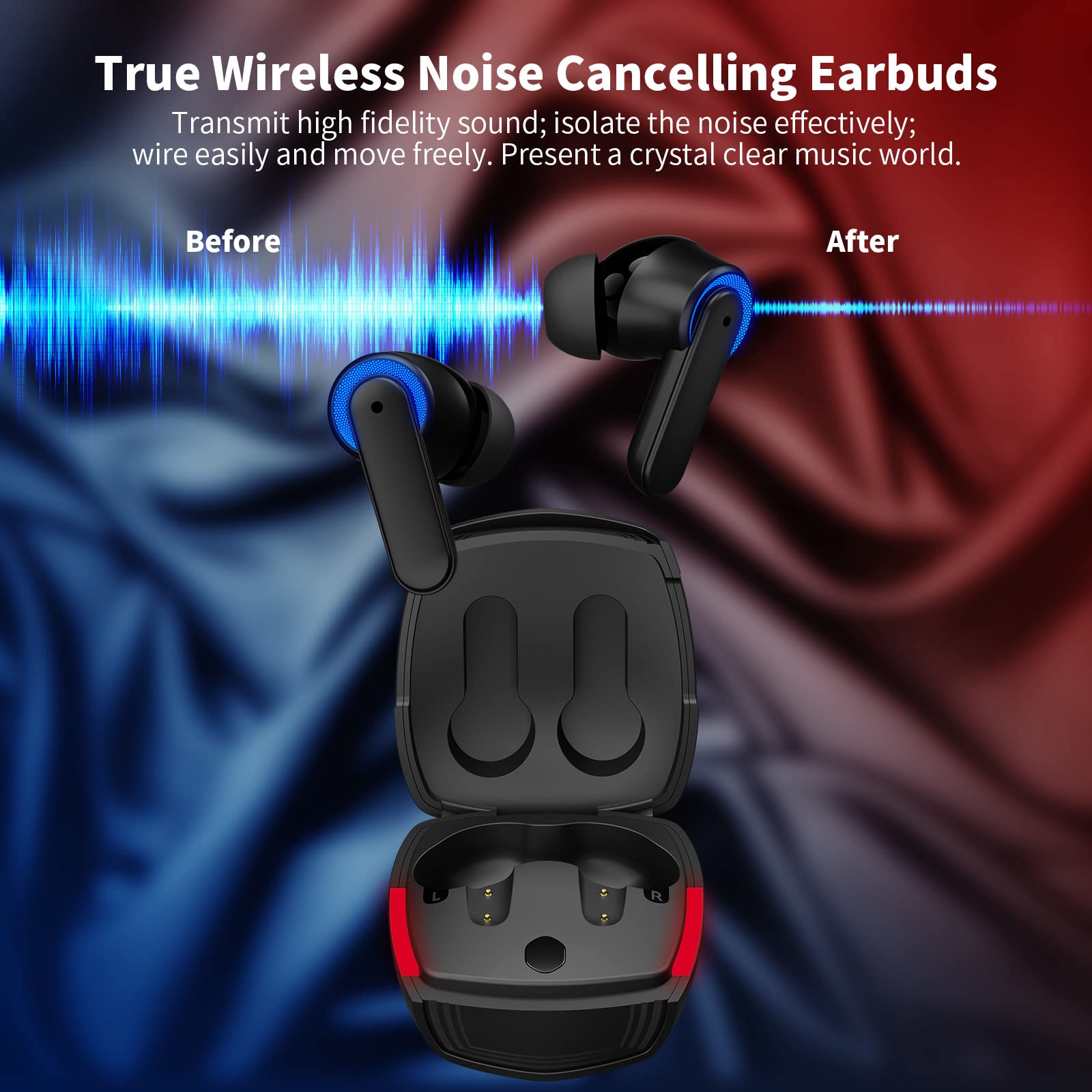 Wireless Bluetooth Headphones with Built-in Mic & Volume Control - Compatible with Samsung, Pixel, iPad Pro, Air, Mini, OnePlus - Perfect for Gaming, Workouts, Travel & Online Meetings