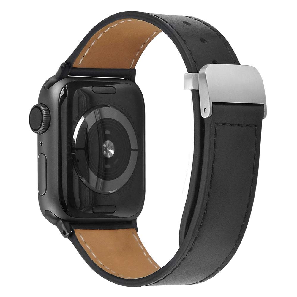 Premium Genuine Leather Apple Watch Bands - Compatible with 38mm 40mm 42mm 44mm iWatch Series 6/SE/5/4/3/2/1/Sport/Edition - Replacement Strap Bracelet for Men & Women - Perfect for Workouts, Office & Everyday Wear