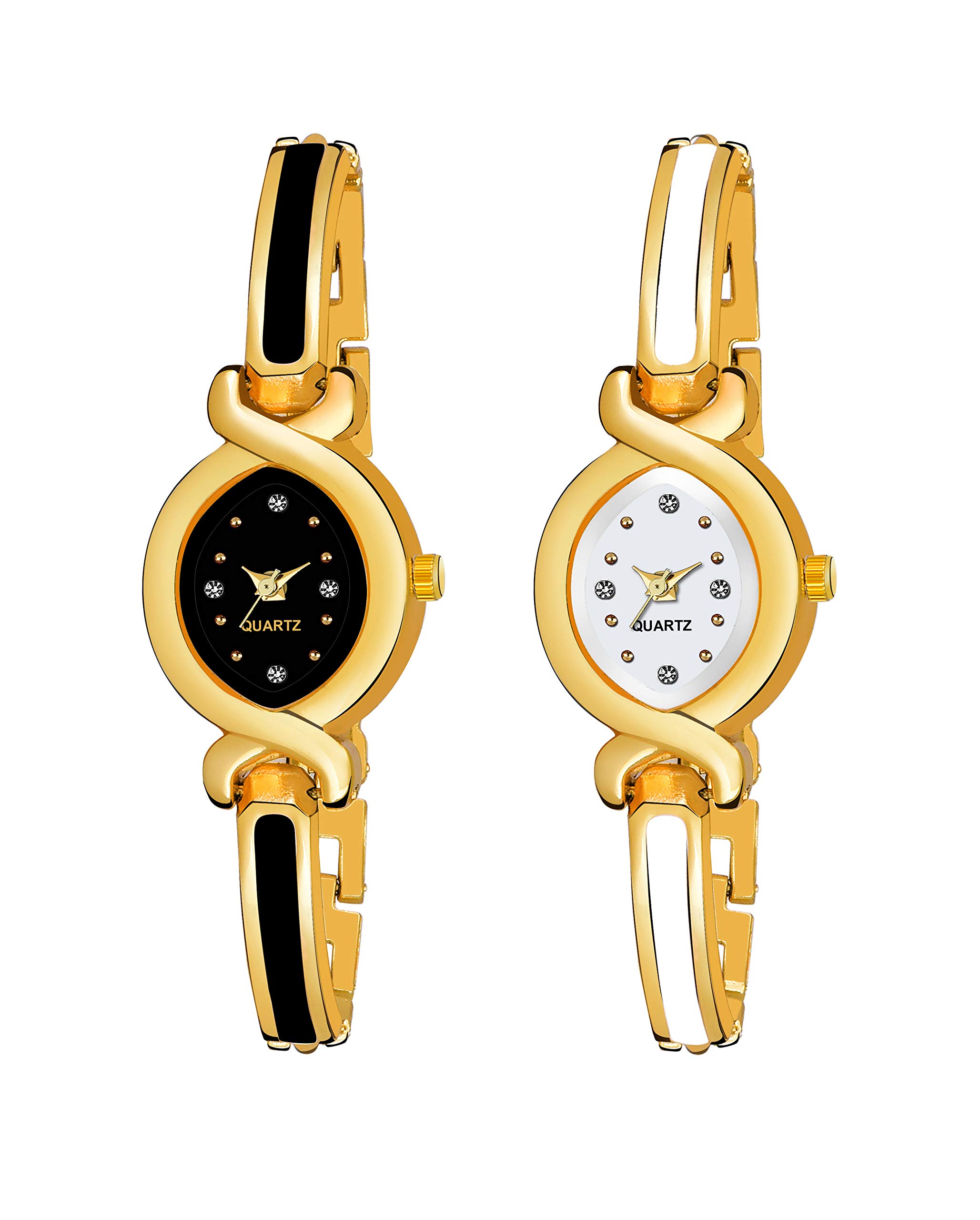 Niyati Nx Stylis Black and White Dial Gold Bangle Watch - Analog Women's Fashion Watch for Girls | Perfect for Casual Wear, Parties, and Gift Giving