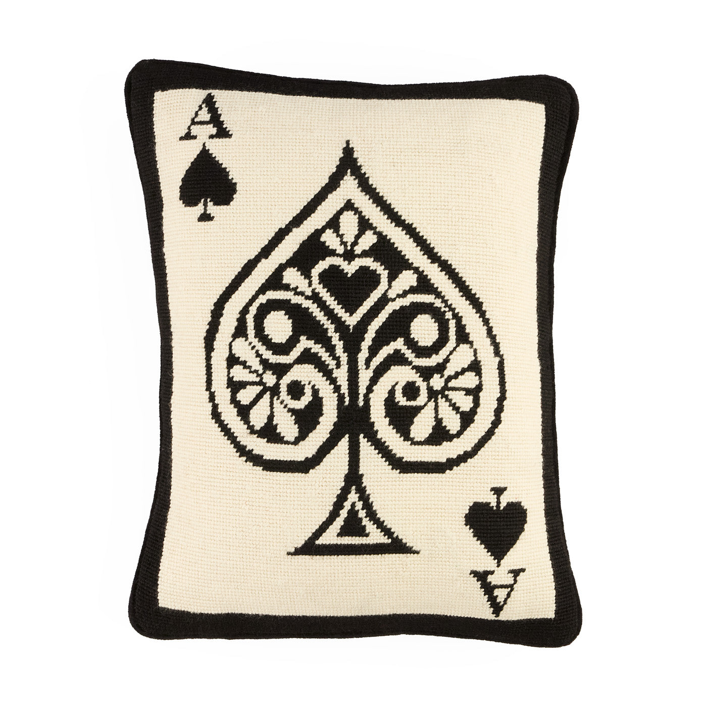 Ace of Spades Needlepoint Pillow - Elegant Home Decor Cushion for Living Room, Bedroom, or Office - Perfect Gift for Poker & Card Game Lovers