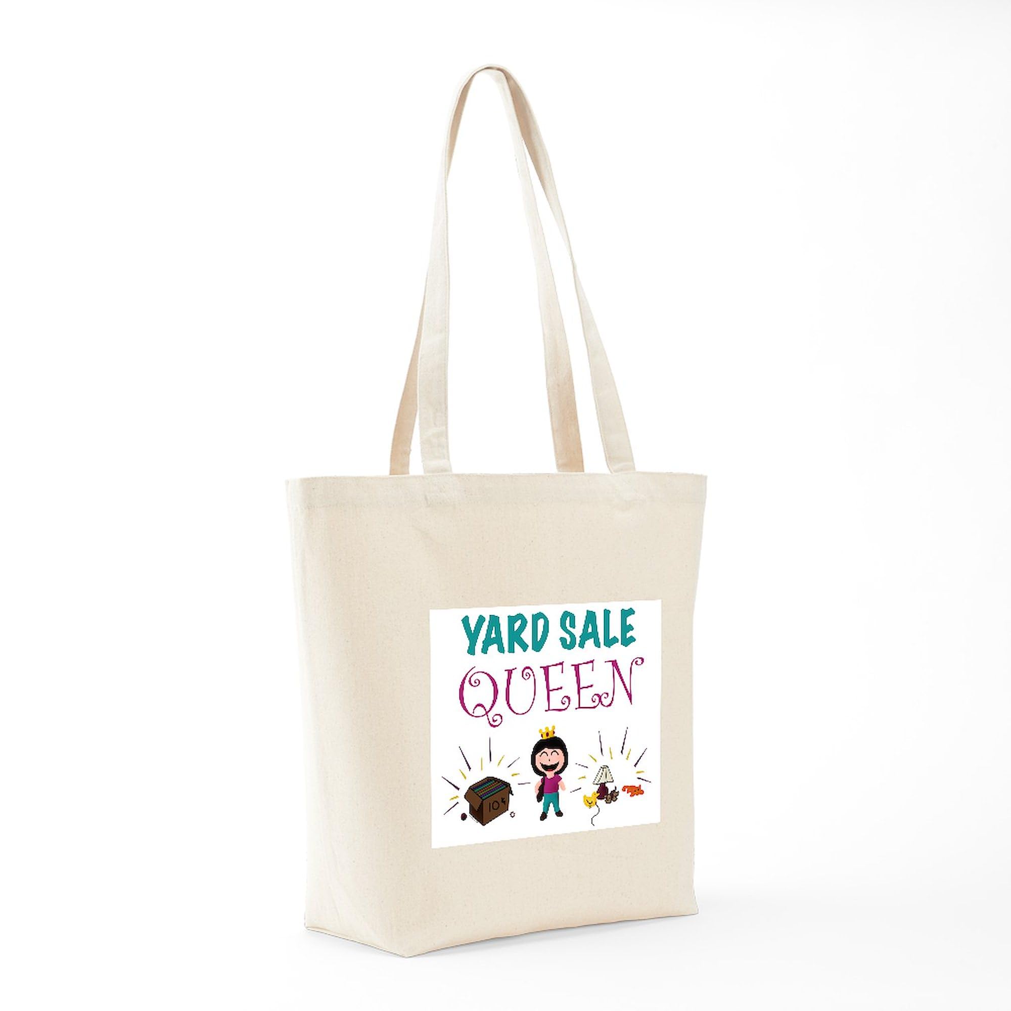 Yard Sale Queen Tote Bag - Natural Canvas Reusable Shopping Bag for Groceries, Beach Trips & Farmers Market