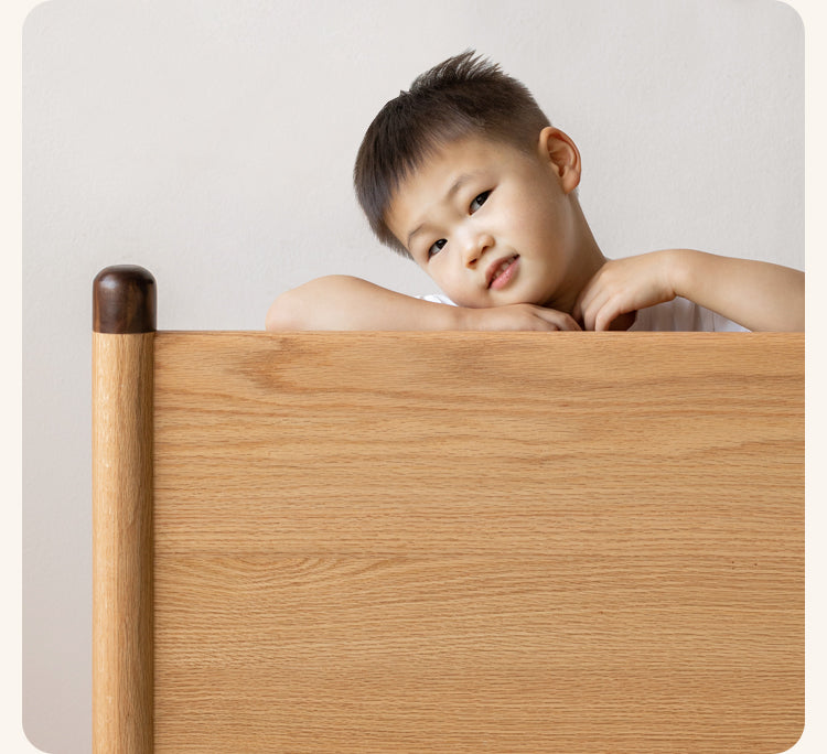 Solid Oak Wood Kids Bed - Sturdy & Safe Children's Bedroom Furniture for Toddlers & Teens - Perfect for Bedrooms, Daycare, and Guest Rooms