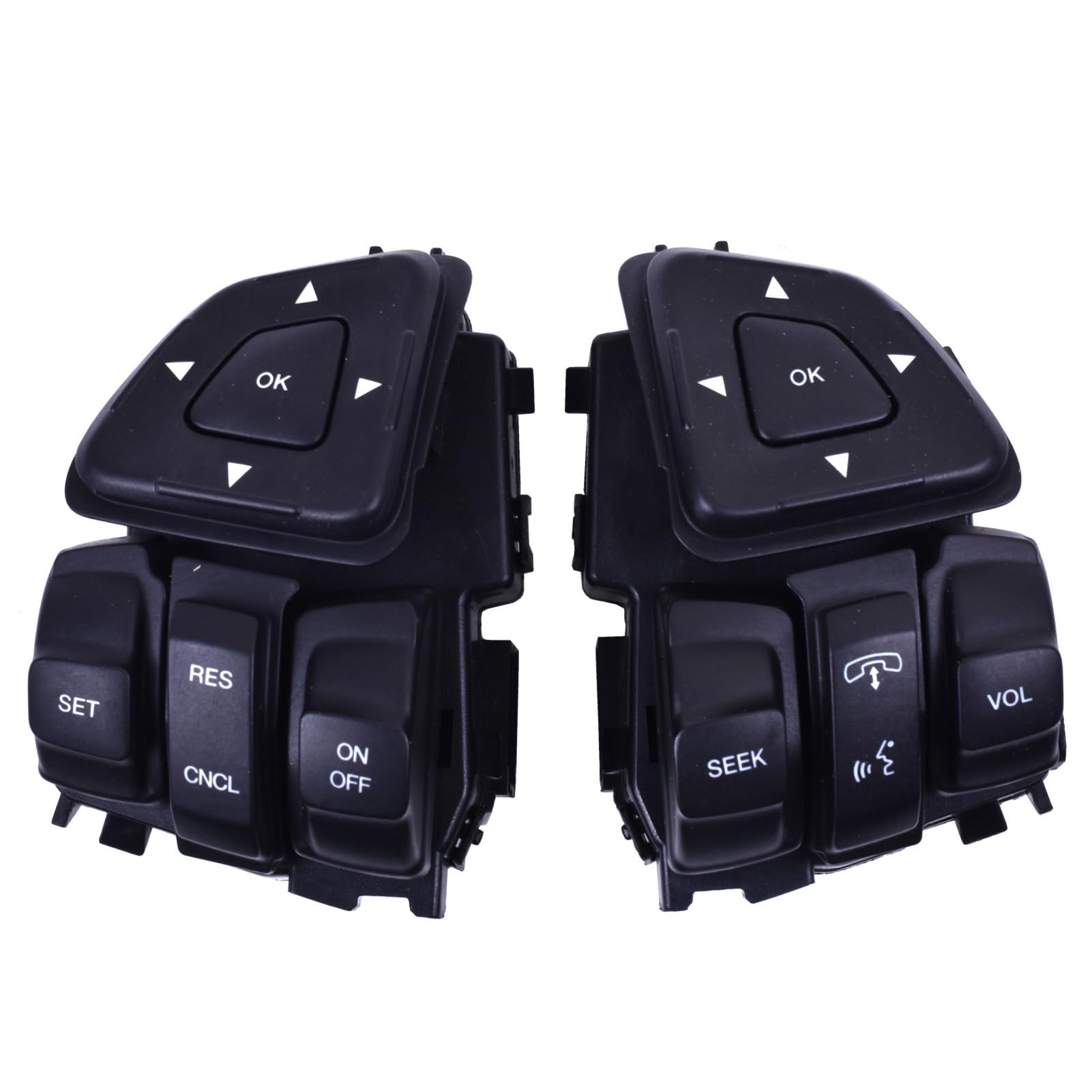Pair of Left & Right Steering Wheel Cruise Control Switches Compatible with Ford Edge Explorer Flex Lincoln MKX 2011-2017 - BT4T-9E740-AFW BT4T-9E740-CFW - Easy Installation & Replacement for Smooth Cruise Control Operation