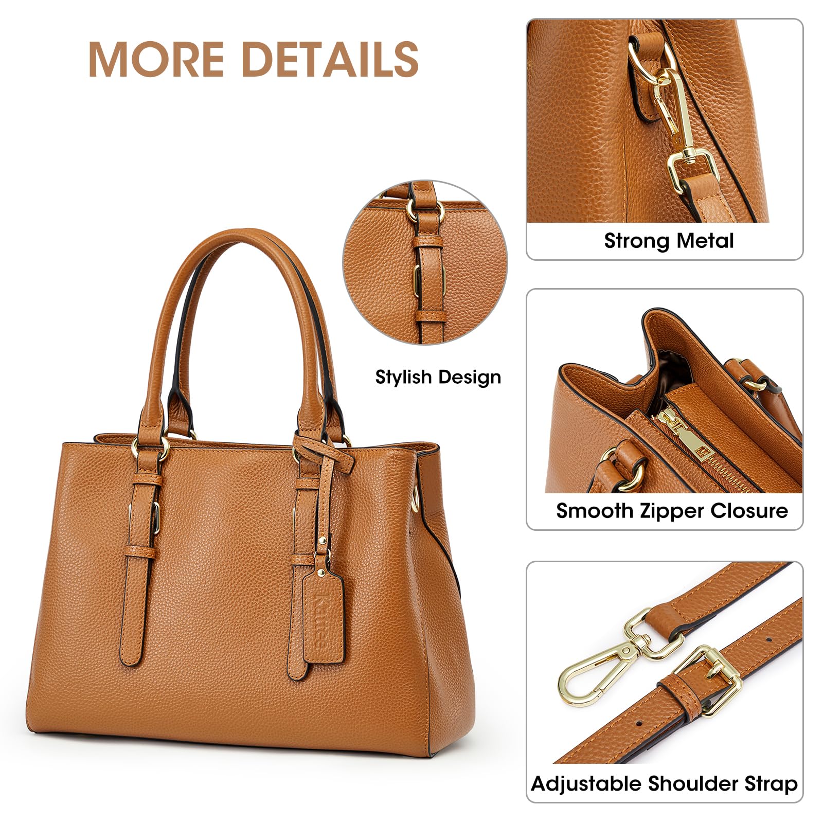 Kattee Genuine Leather Purses for Women - Soft Shoulder Bags, Top Handle Crossbody Satchel Tote - Perfect for Work, Travel & Everyday Use