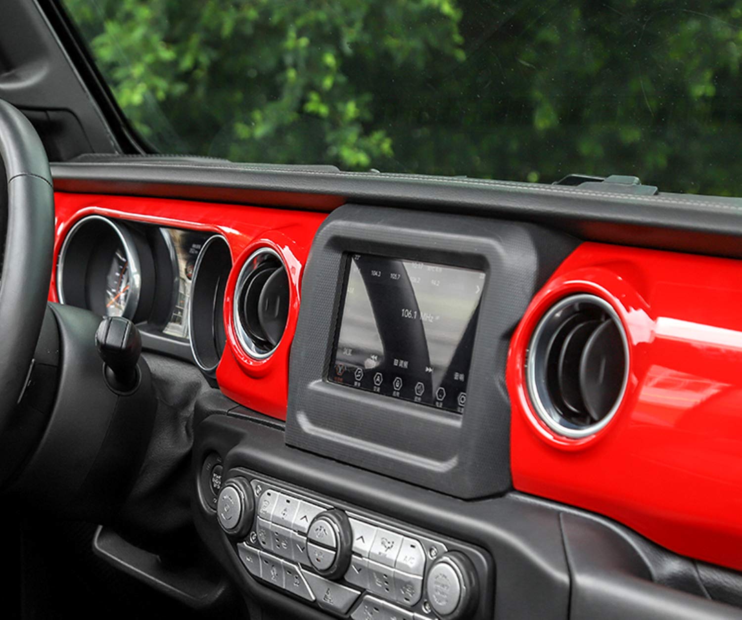 Jeep Wrangler JL (2018-2022) Interior Accessories - Red Carbon Fiber Dashboard Cover & Cup Holder Console Trim | Stylish Upgrade for Jeep JL Dash Protection & Custom Look | Perfect for Off-Roading, Daily Driving & Car Shows
