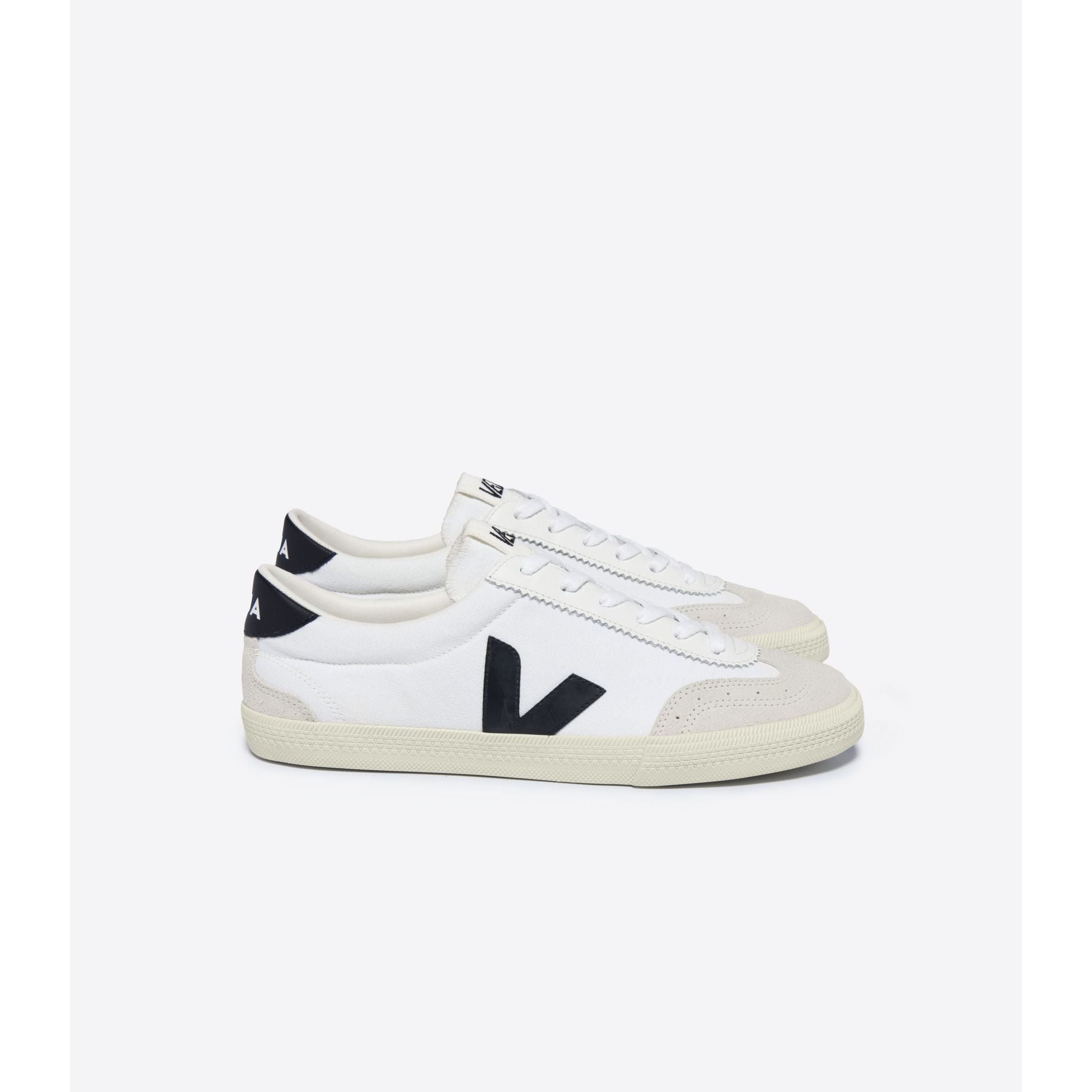 Veja Women's Volley Canvas Sneakers - White & Black Eco-Friendly Vegan Shoes for Casual Wear & Everyday Comfort